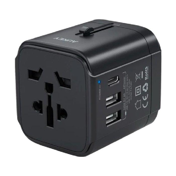 Aukey Universal Travel Adapter 3 Ports With USBC Black Price in