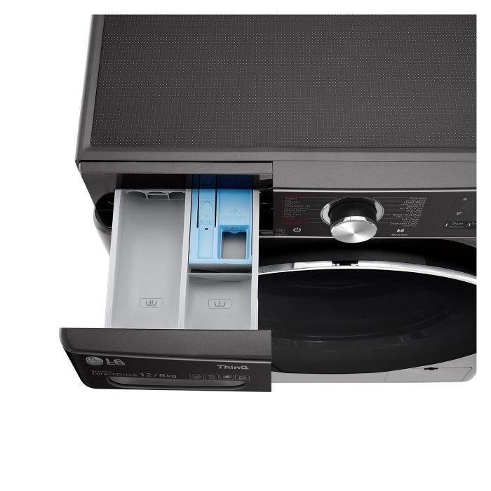 LG 12/8 kg Front Load Washer Dryer (WSV1208BST) Black Steel