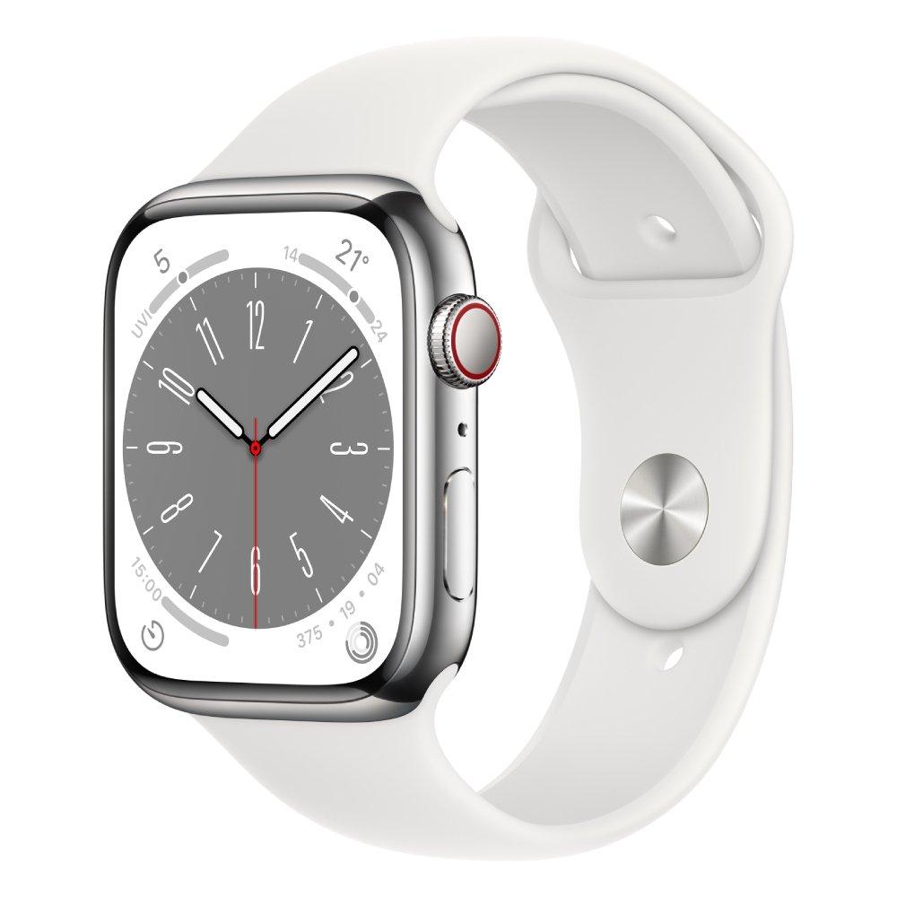 Pre Order Apple Watch S8 Cellular 45mm White Sport Band Price in KSA