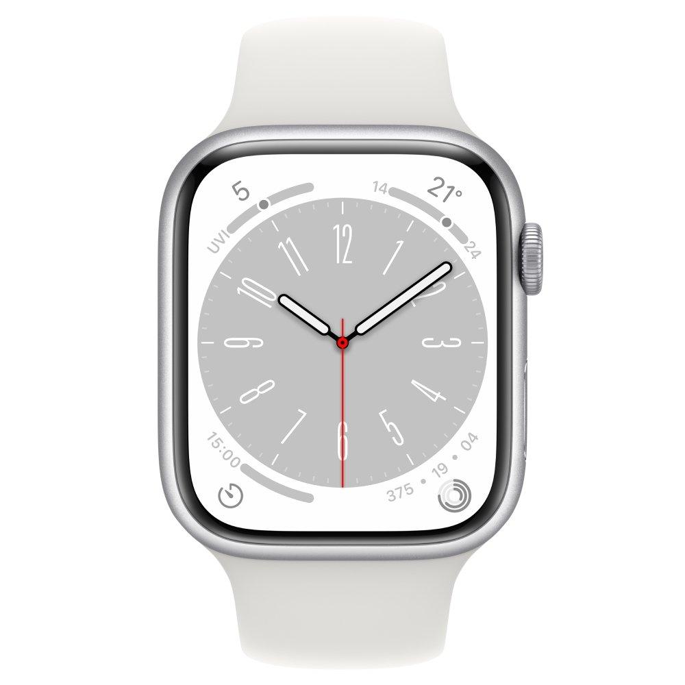 Apple Watch Series 8 GPS 41mm Silver Aluminium Case with White Sport