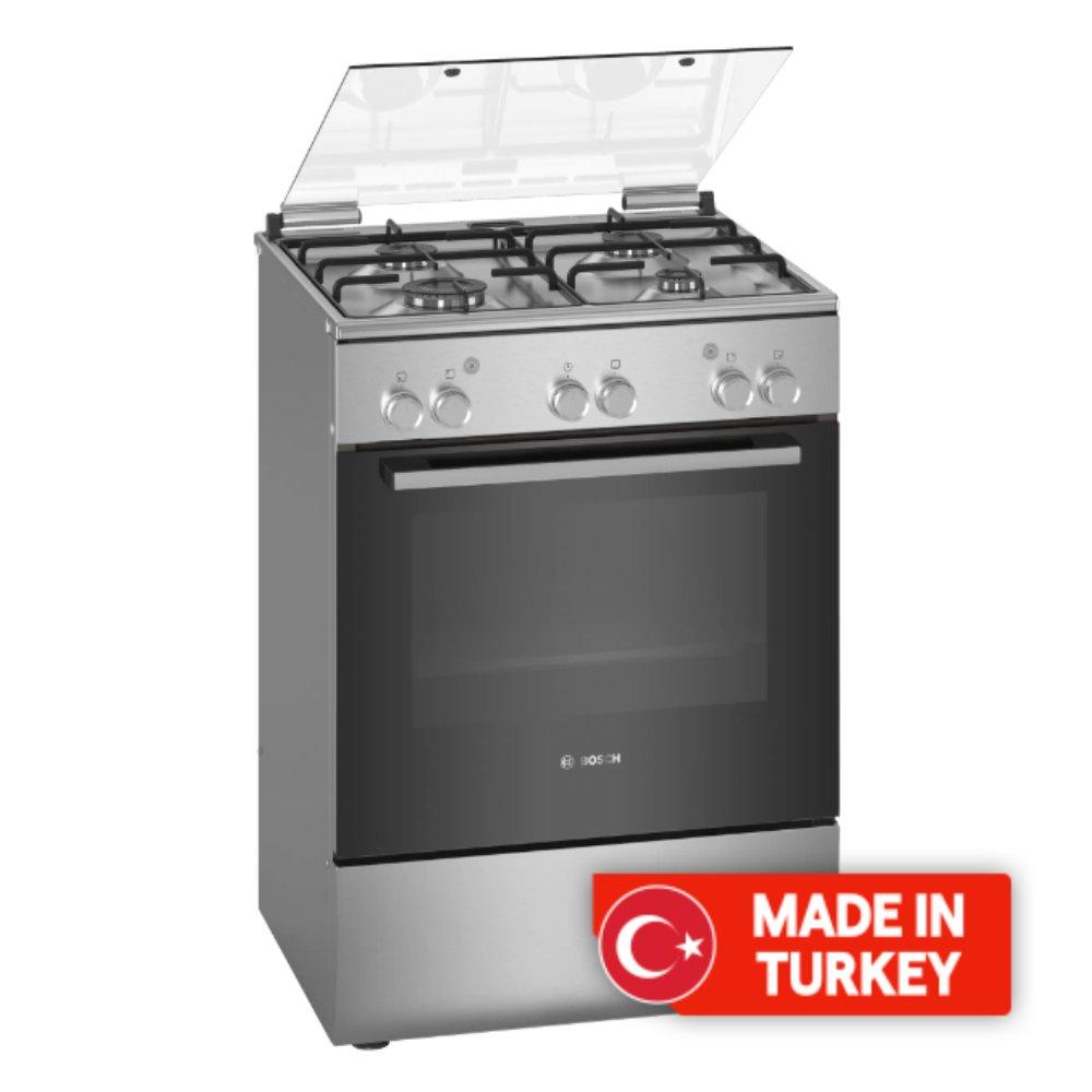 Bosch series2 4 burners gas cooker, 60x60 cm, hga120b50m stainless