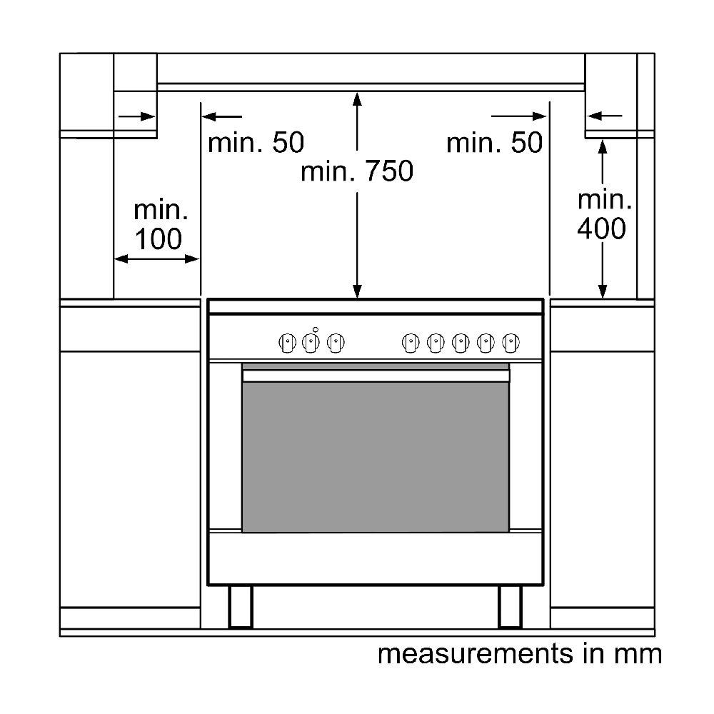 Bosch Dual fuel 5 Burners Cooker 90X60cm HSB738357M Xcite