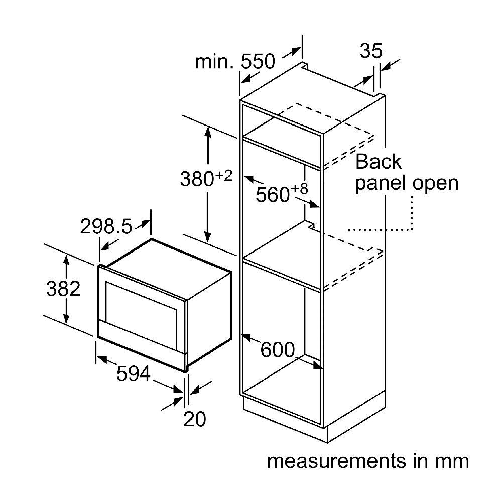 BOSH Series 8 builtin microwave 20L, 900W BEL634GS1M Xcite