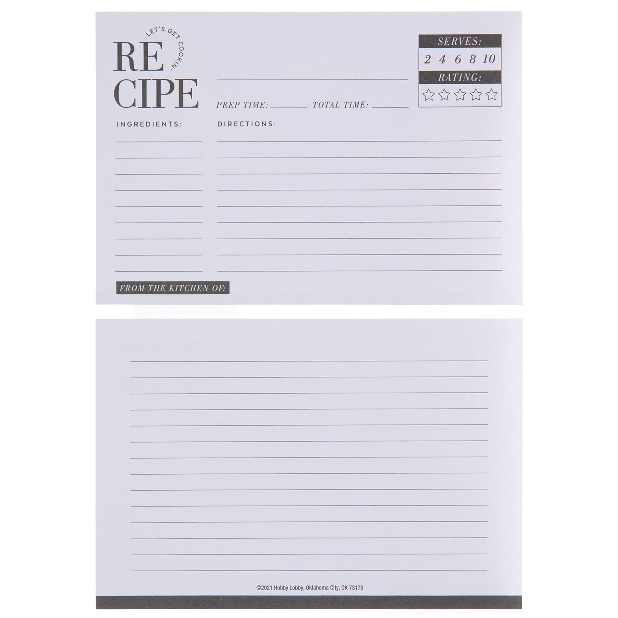 Black & White Recipe Cards Hobby Lobby 2084325