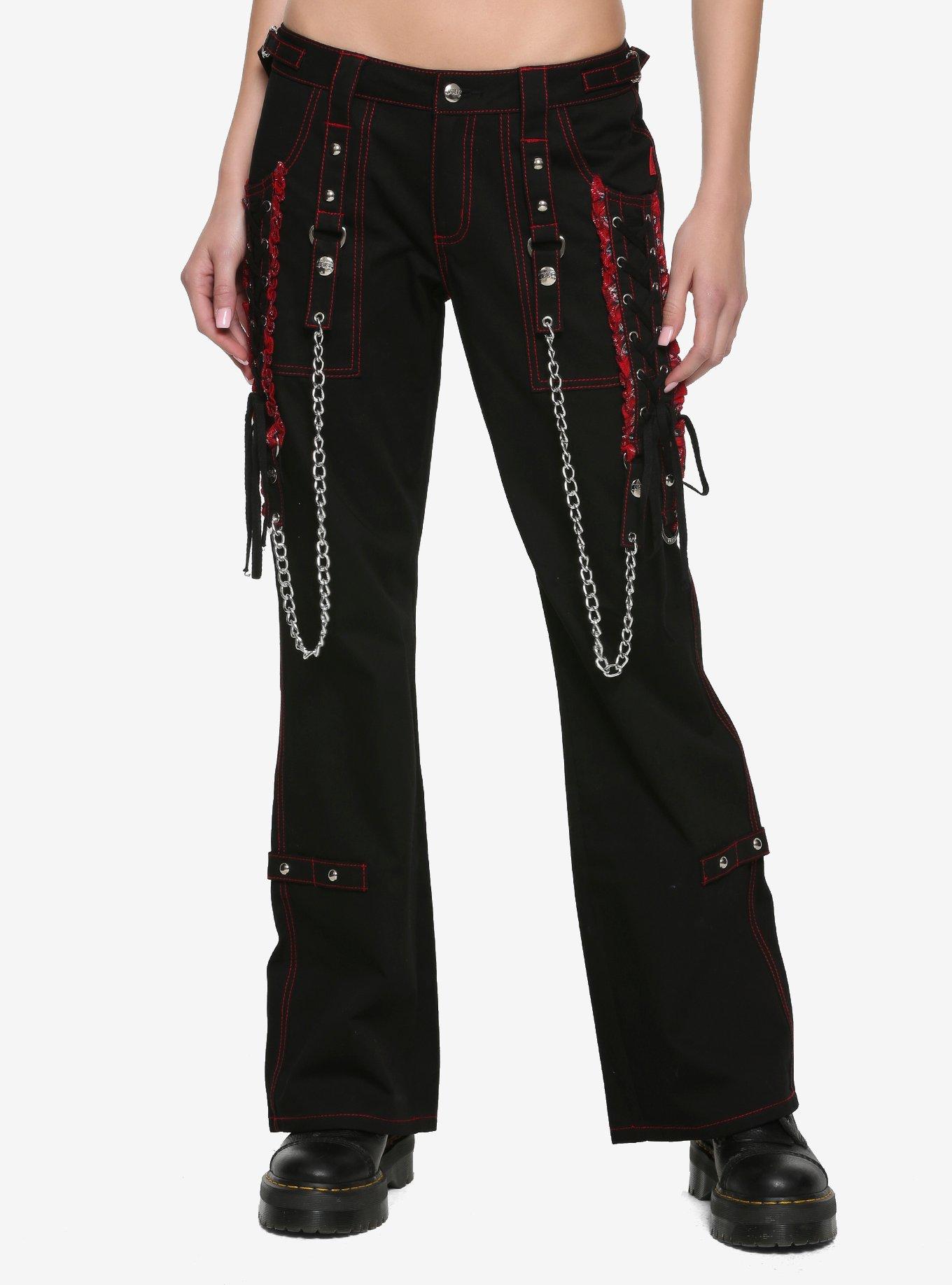 Tripp Black And Red LaceUp Chain Pants Hot Topic