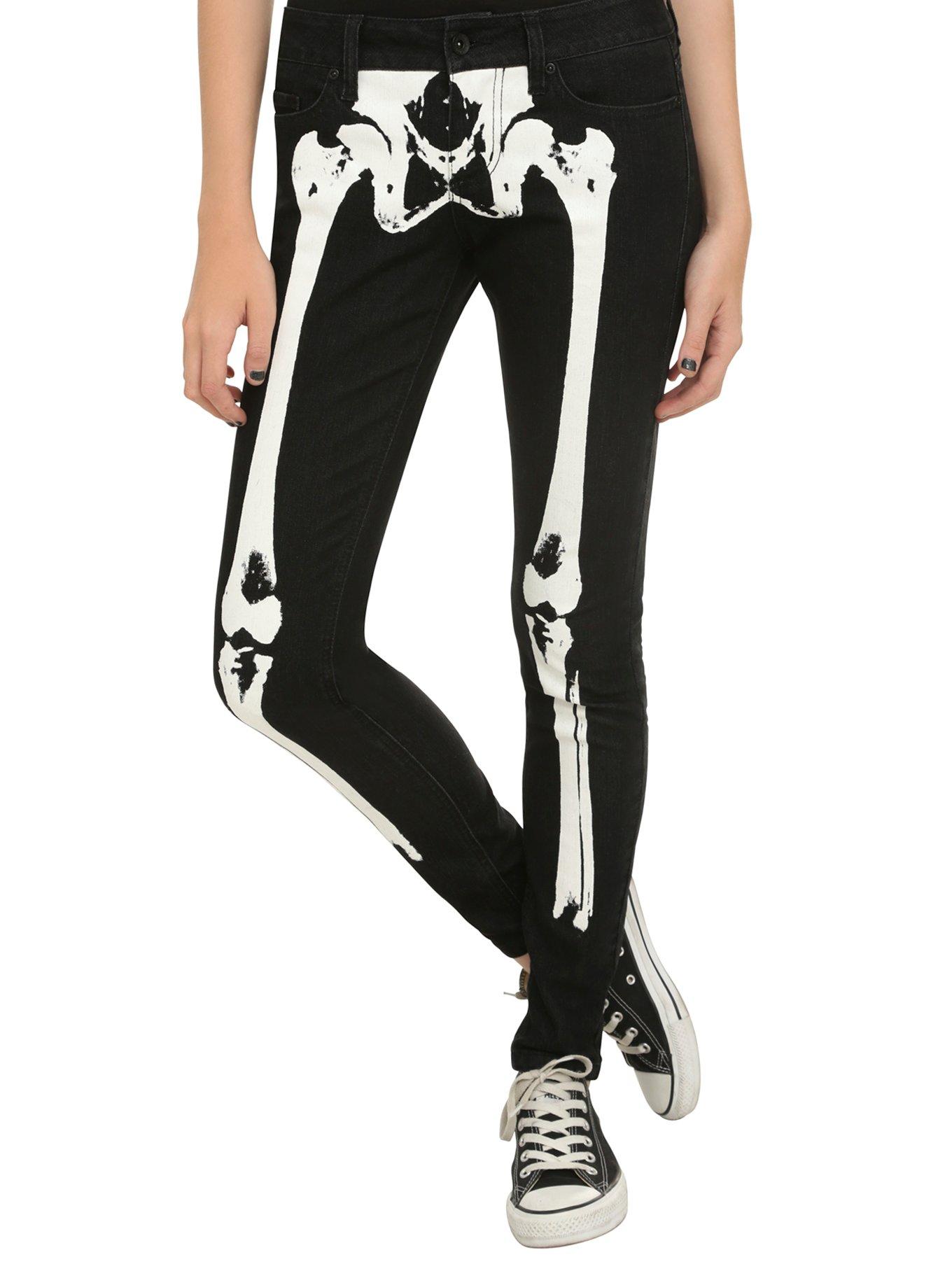 LOVEsick Black & White Skeleton Skinny Jeans Hot Topic