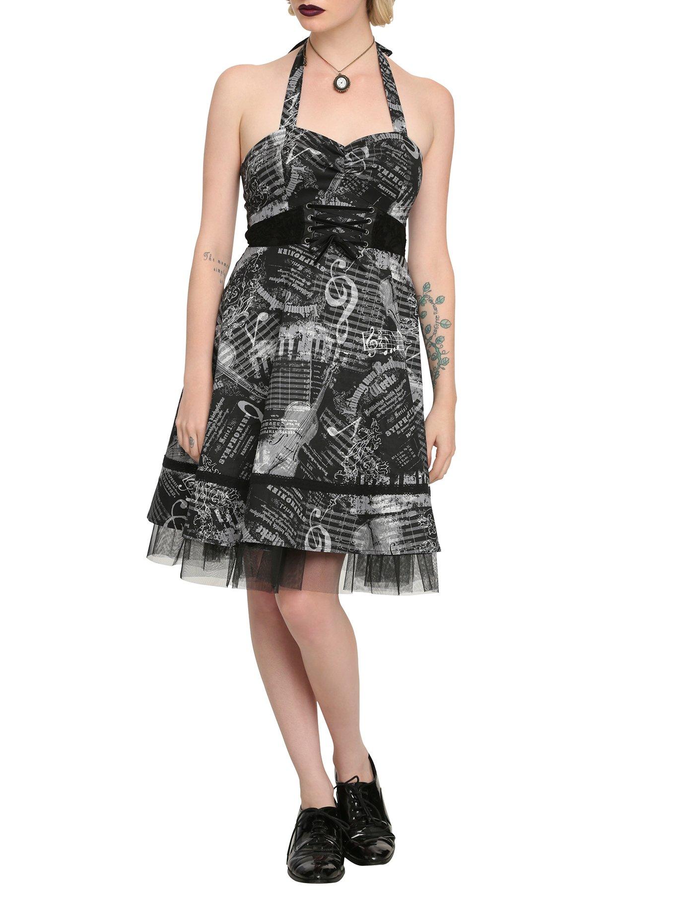 Black & Grey Music Note & Piano Dress Hot Topic
