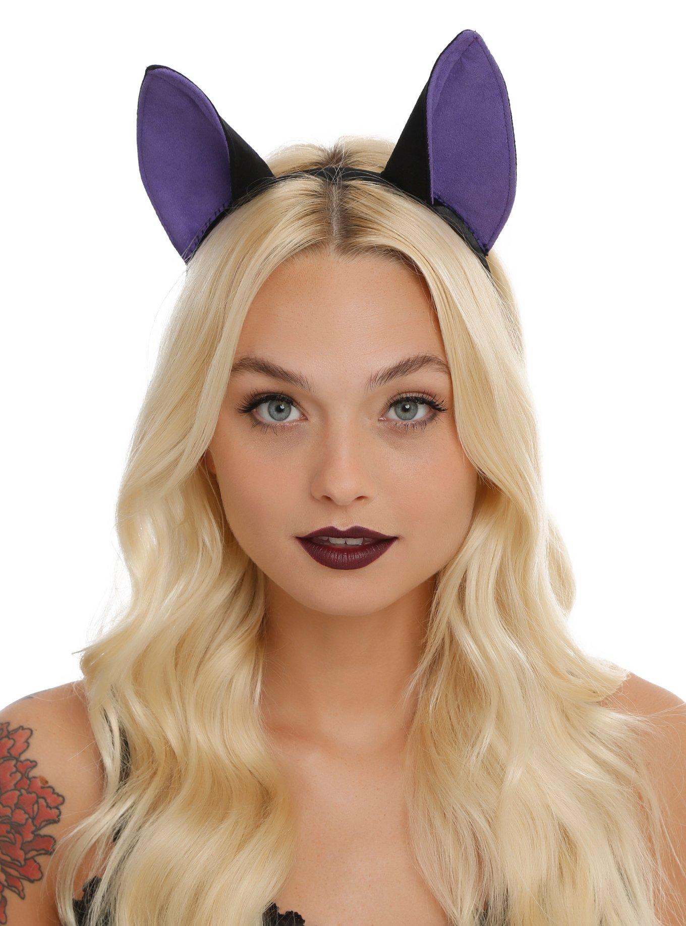Black & Purple Cat Ear Headband Hot Topic