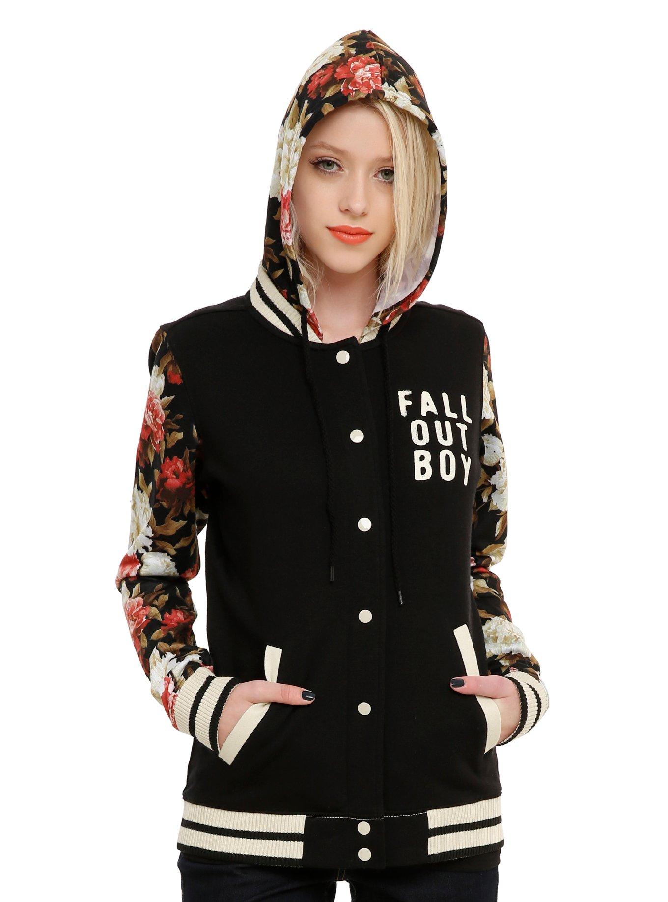 Fall Out Boy Floral Girls Varsity Hoodie Hot Topic