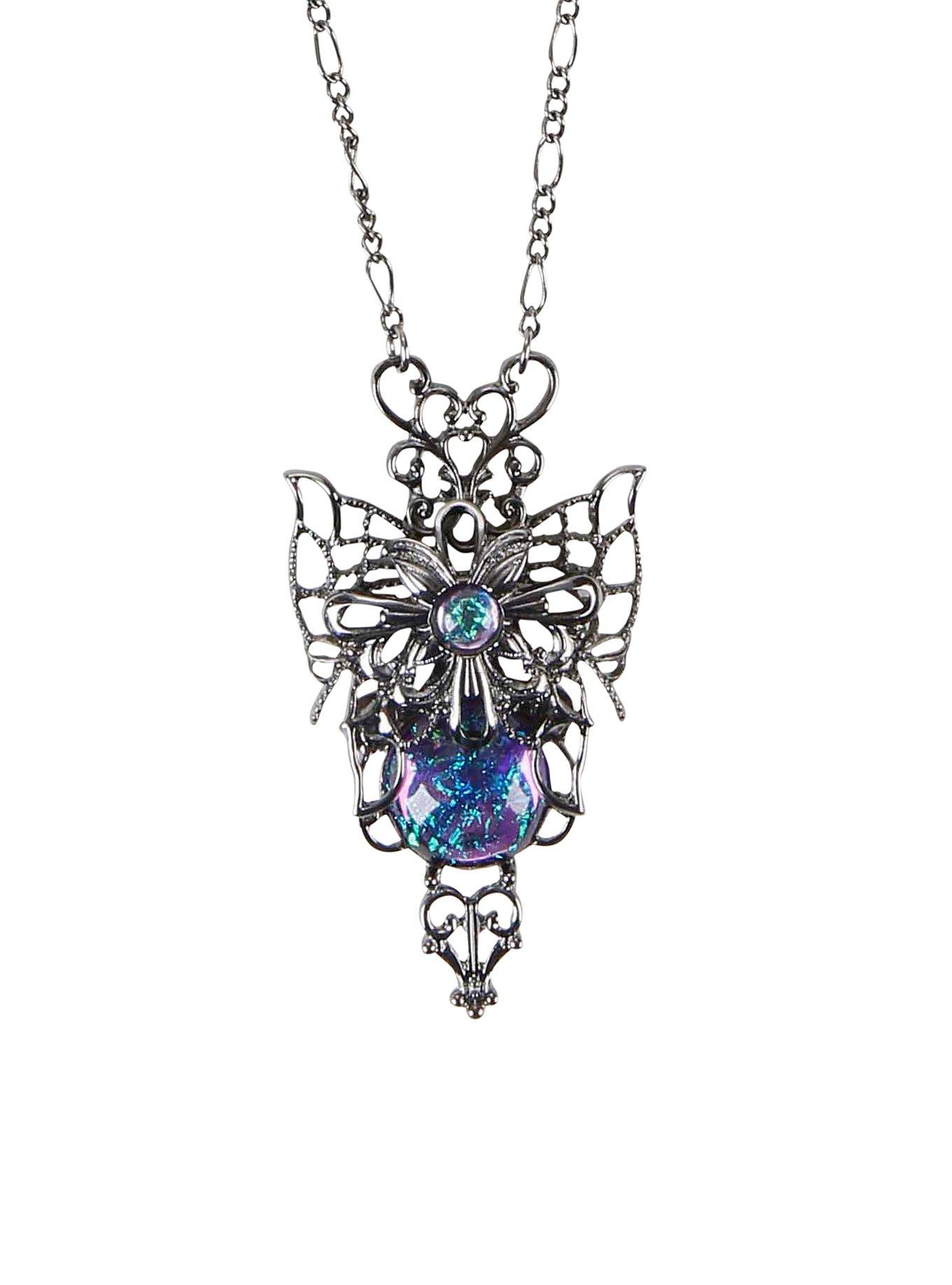 Filigree Opal Butterfly Necklace Hot Topic