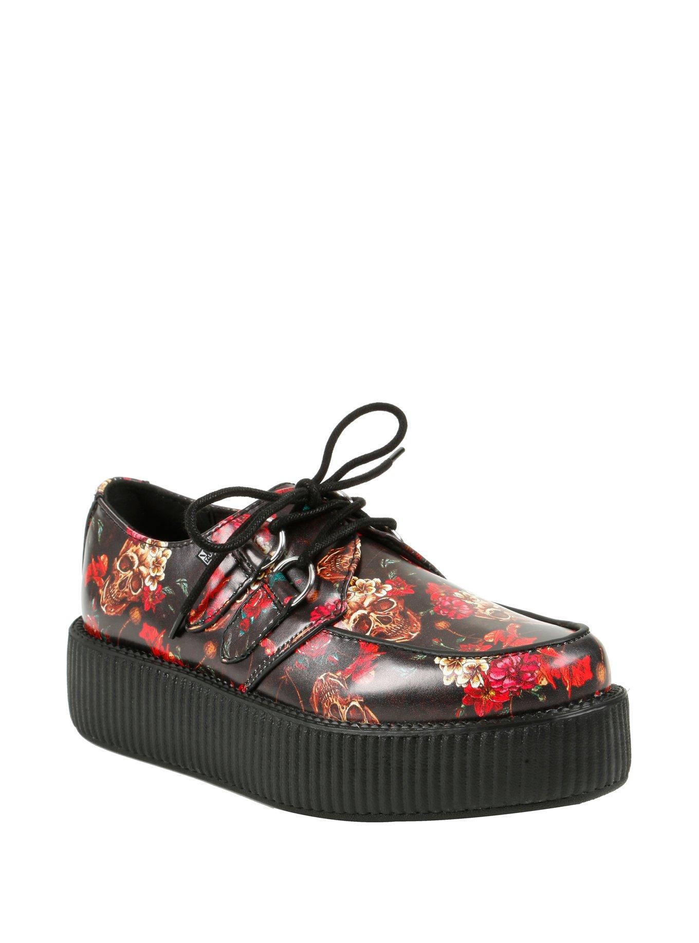 T.U.K. Black & Red Rose Skull Creepers Hot Topic