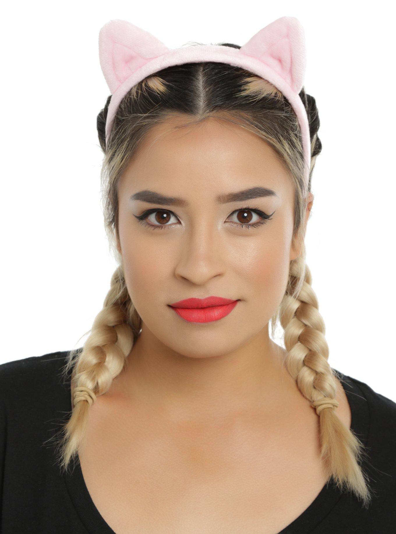 Pink Plush Cat Ear Headband Hot Topic