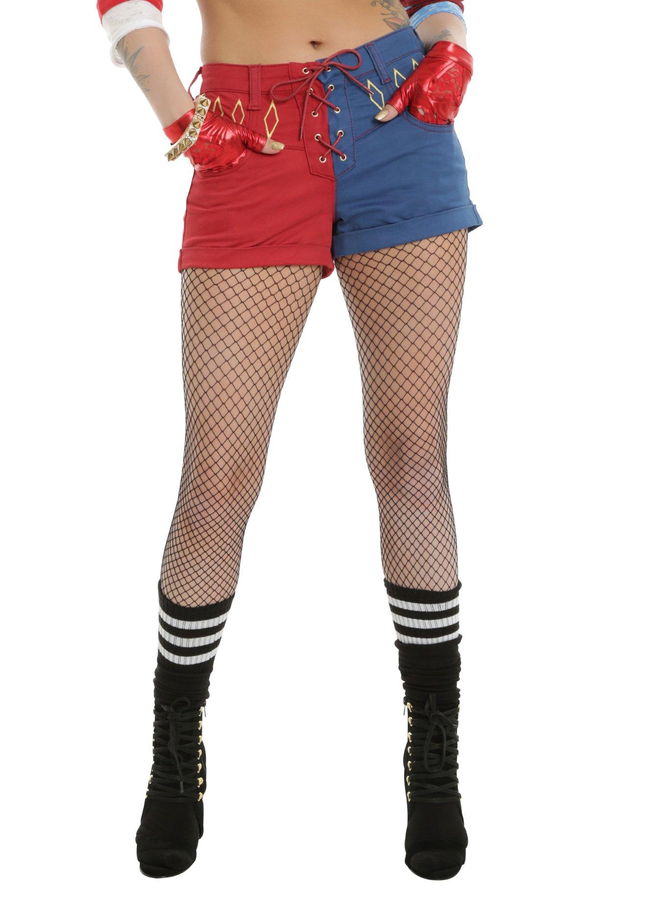 DC Comics Suicide Squad Harley Quinn LaceUp Split Shorts Hot Topic