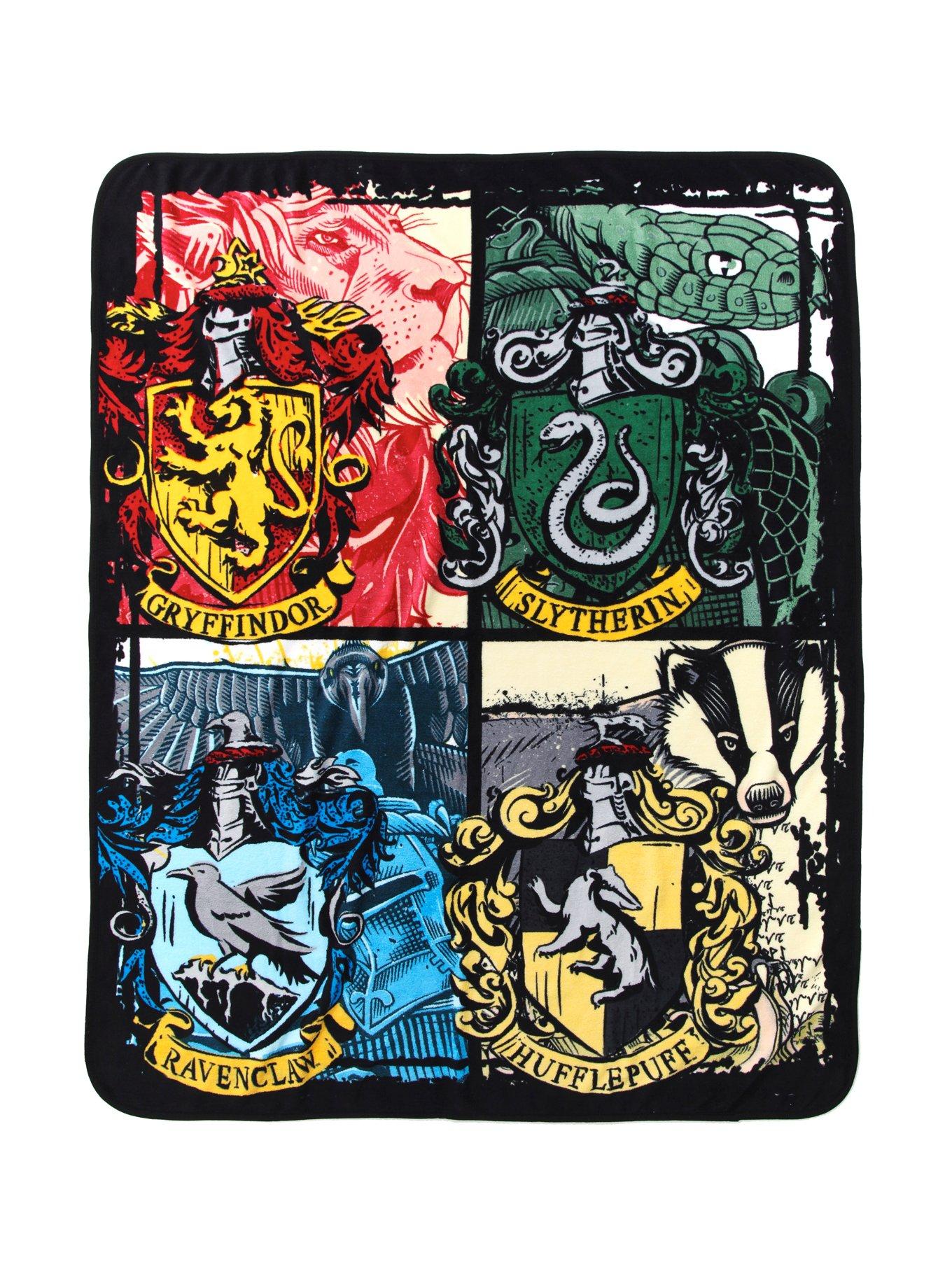 Harry Potter Hogwarts Houses Throw Blanket Hot Topic
