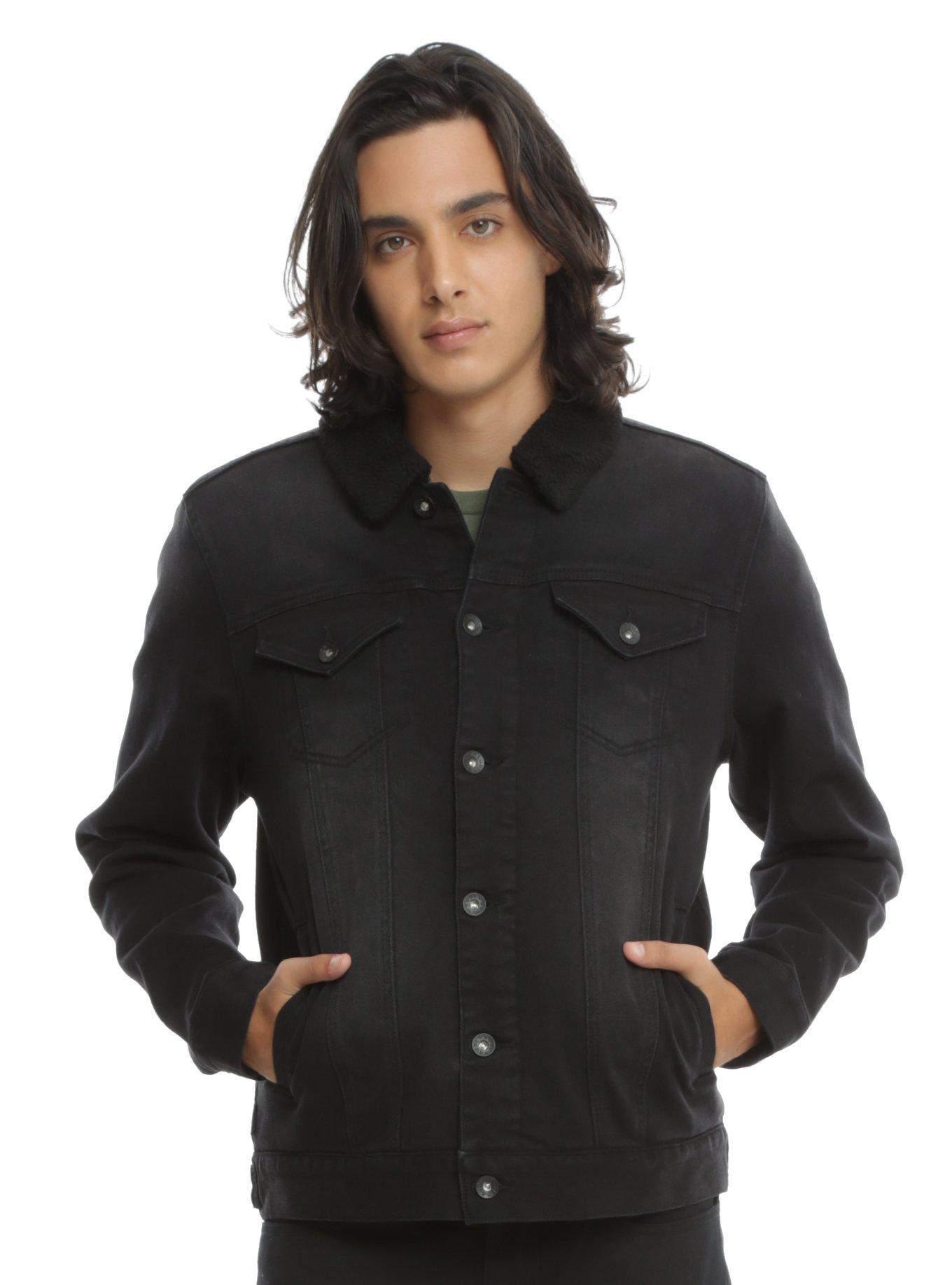 XXX RUDE Black Sherpa Lined Denim Jacket Hot Topic
