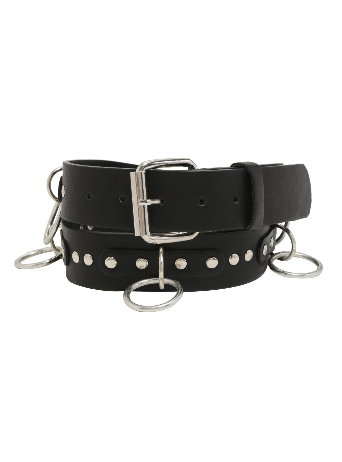 Black Leather ORing Belt Hot Topic