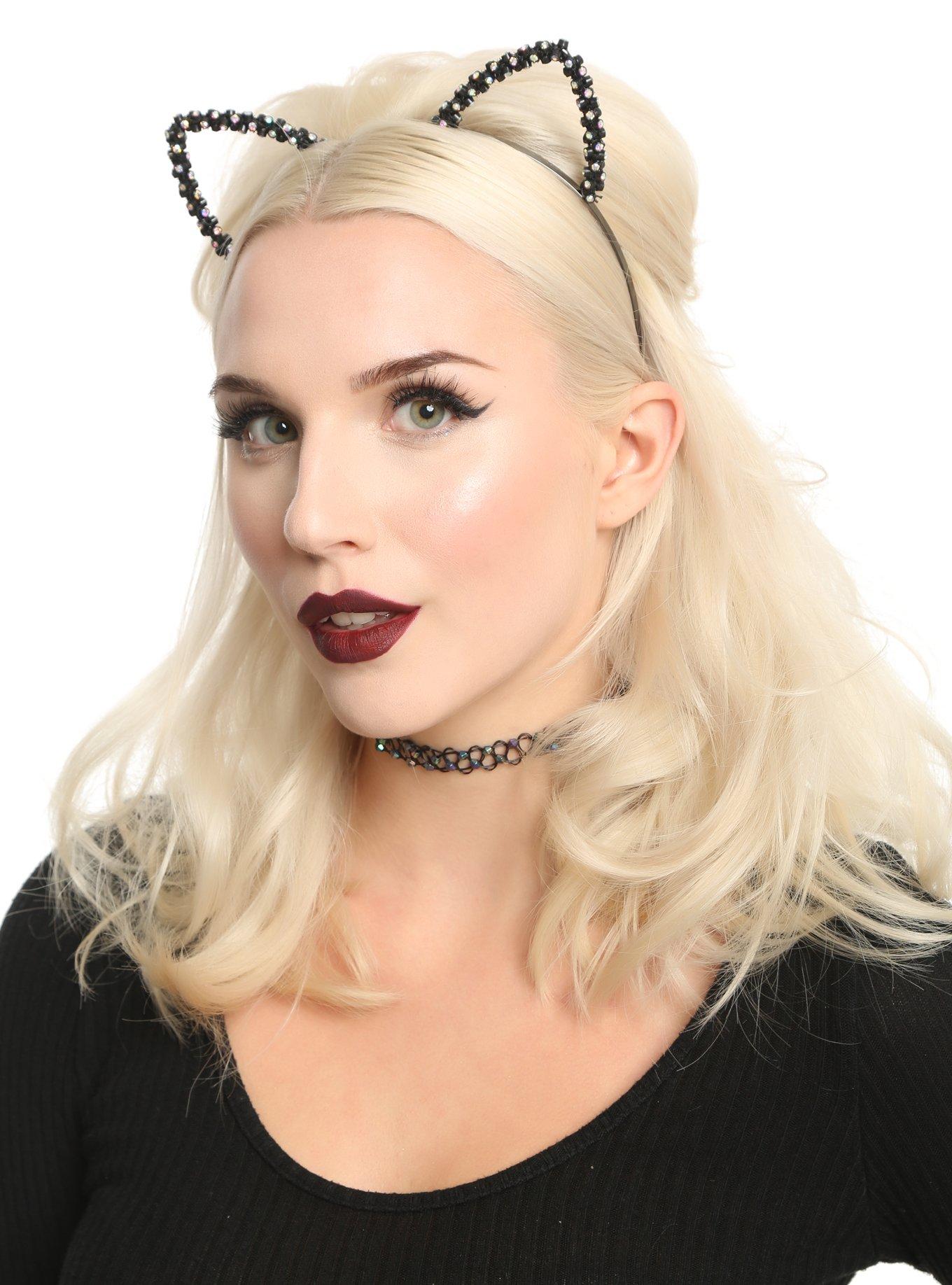 Iridescent CZ Gem Cluster Cat Ear Headband Hot Topic