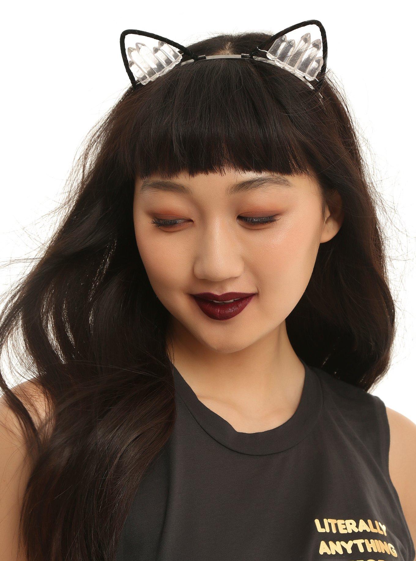Blackheart Clear Crystal Cat Ear Headband Hot Topic