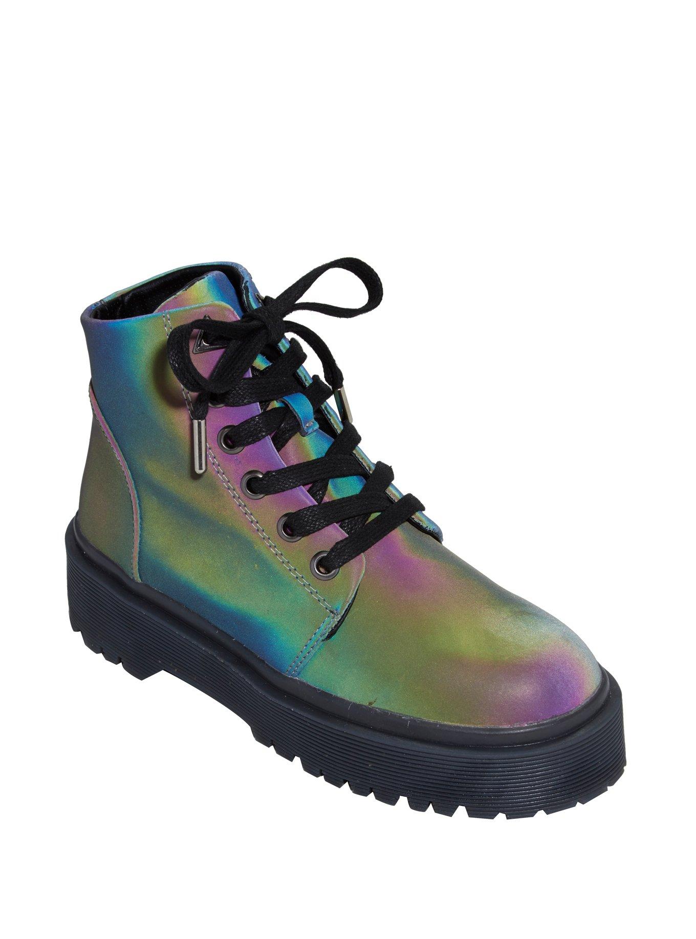 YRU Reflective Platform Shot Combat Boots Hot Topic