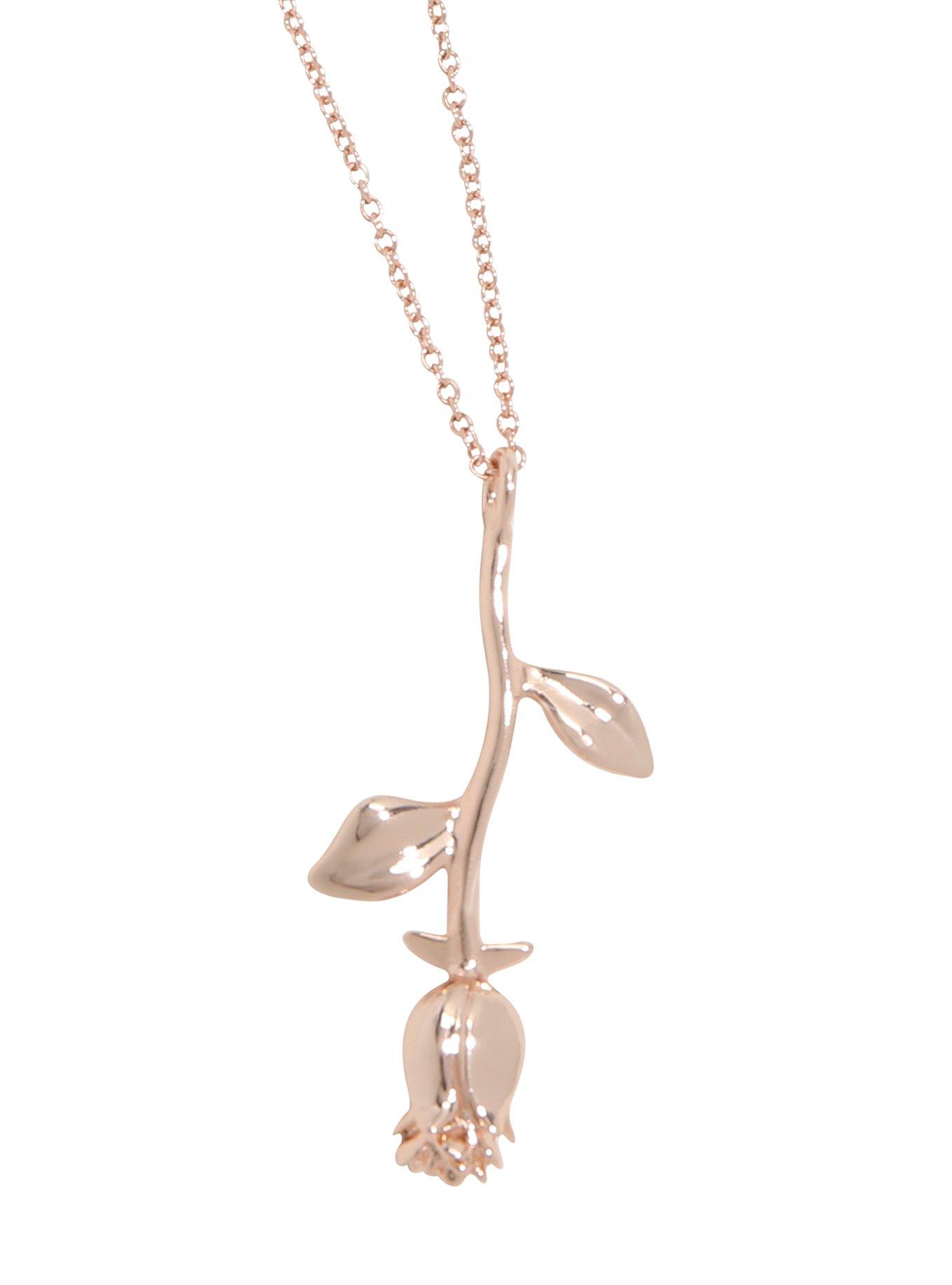 Disney Beauty And The Beast Rose Gold Rose Charm Necklace Hot Topic