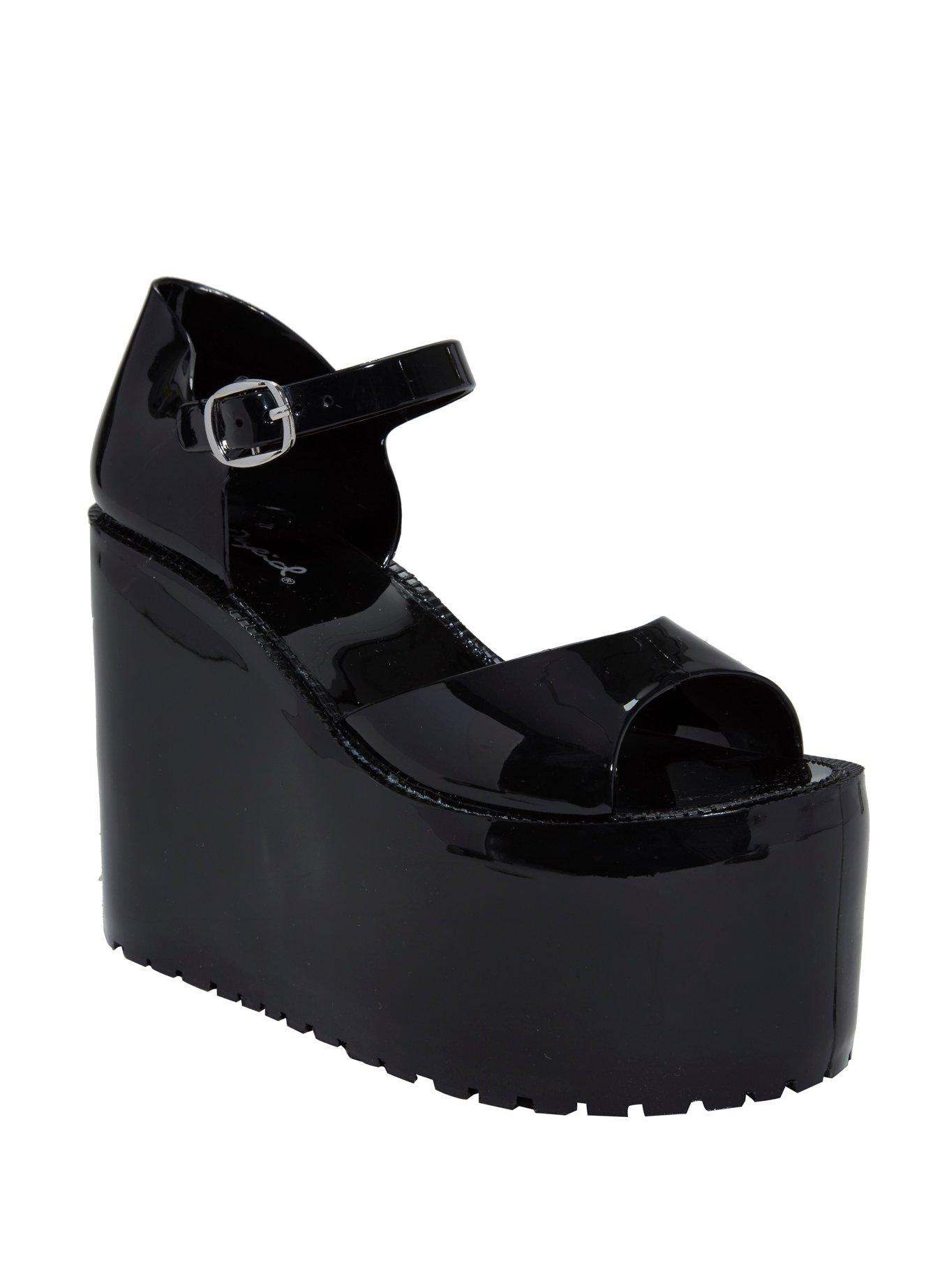 Black Jelly Platform Sandals Hot Topic