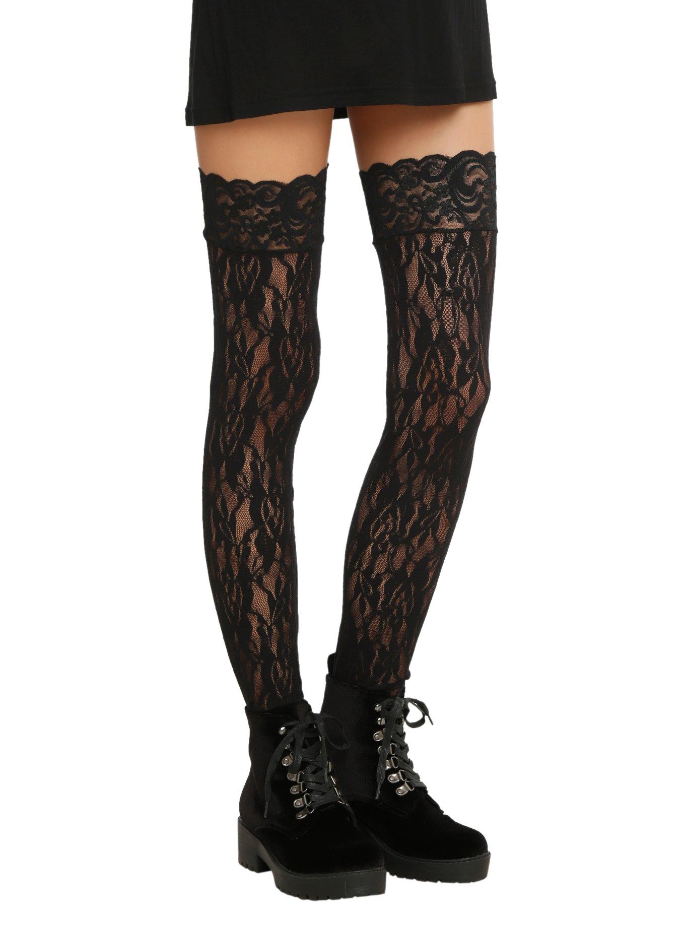 Black Lace On Lace Thigh Highs Hot Topic