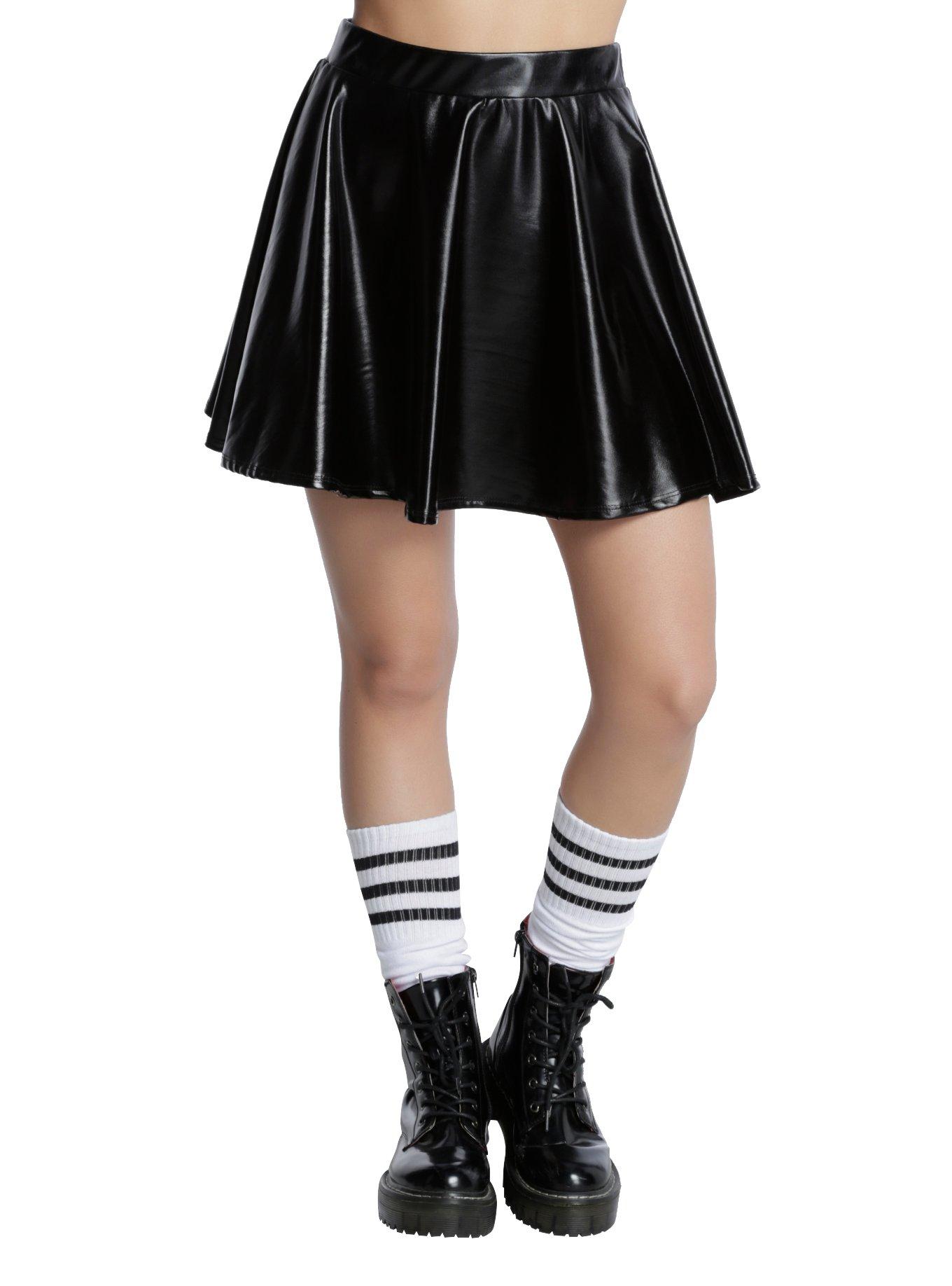 Black Vinyl Skater Skirt Hot Topic