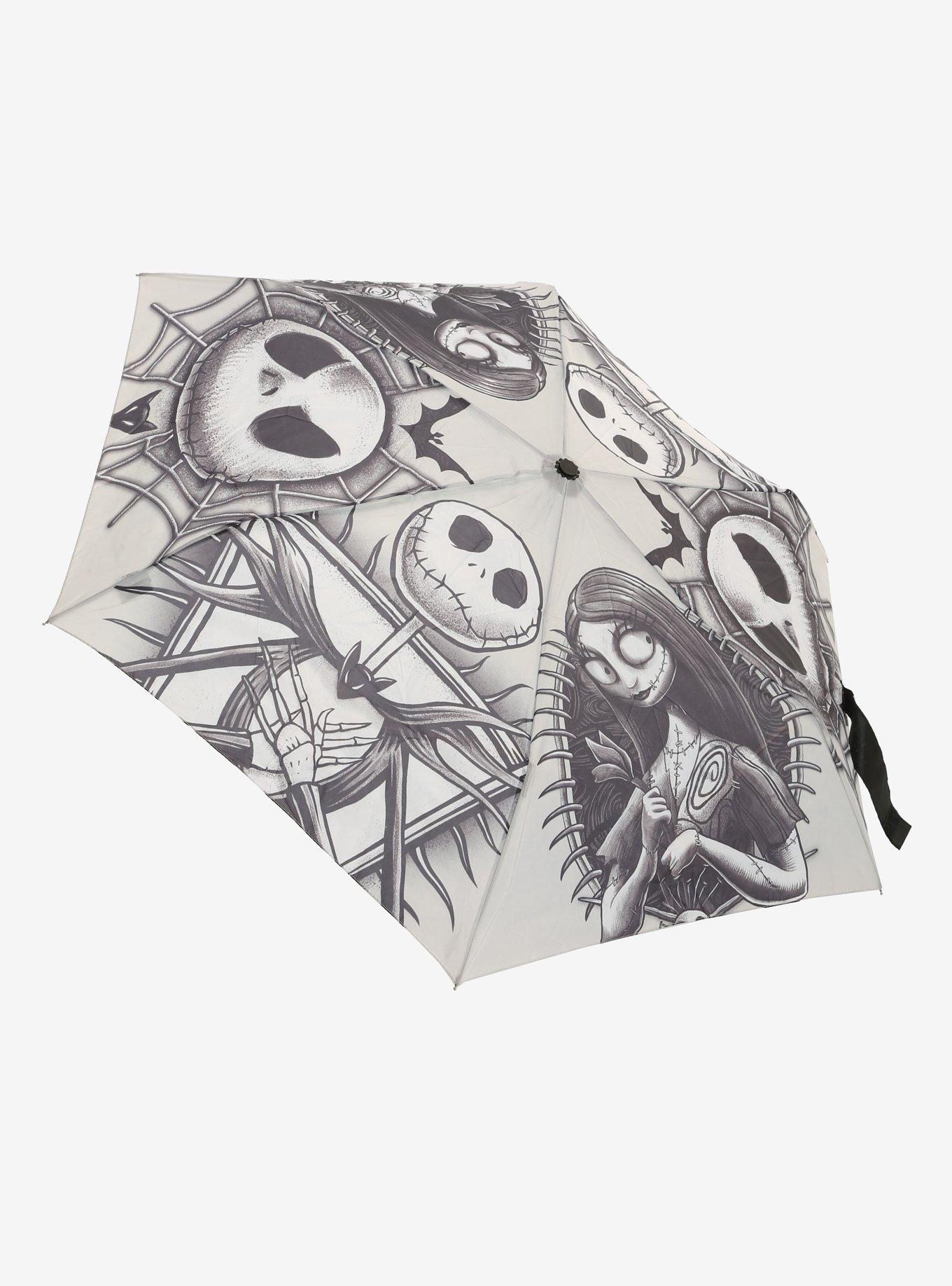 The Nightmare Before Christmas Jack & Sally Sketch Compact Umbrella