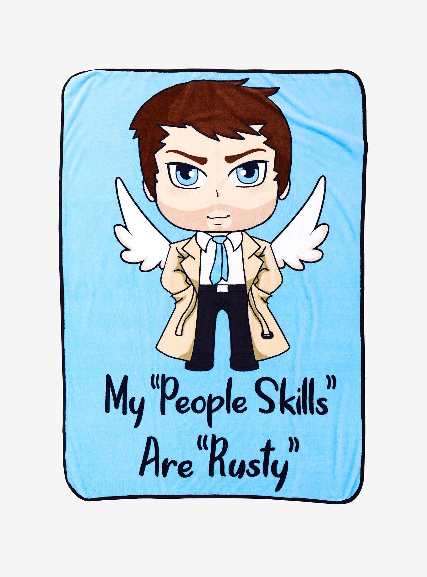 Supernatural Chibi Castiel Throw Blanket Hot Topic