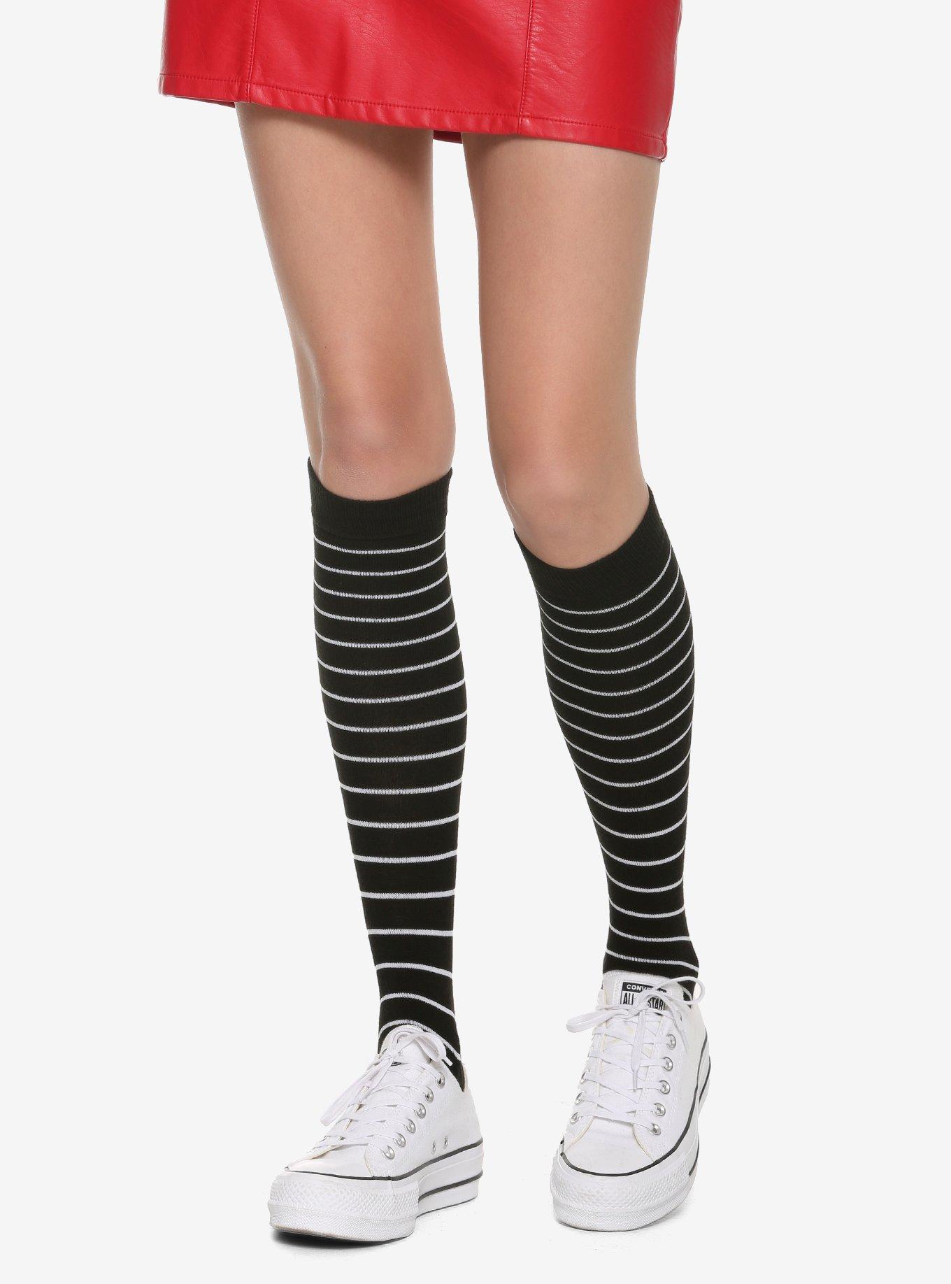 Black & White Striped KneeHigh Socks Hot Topic