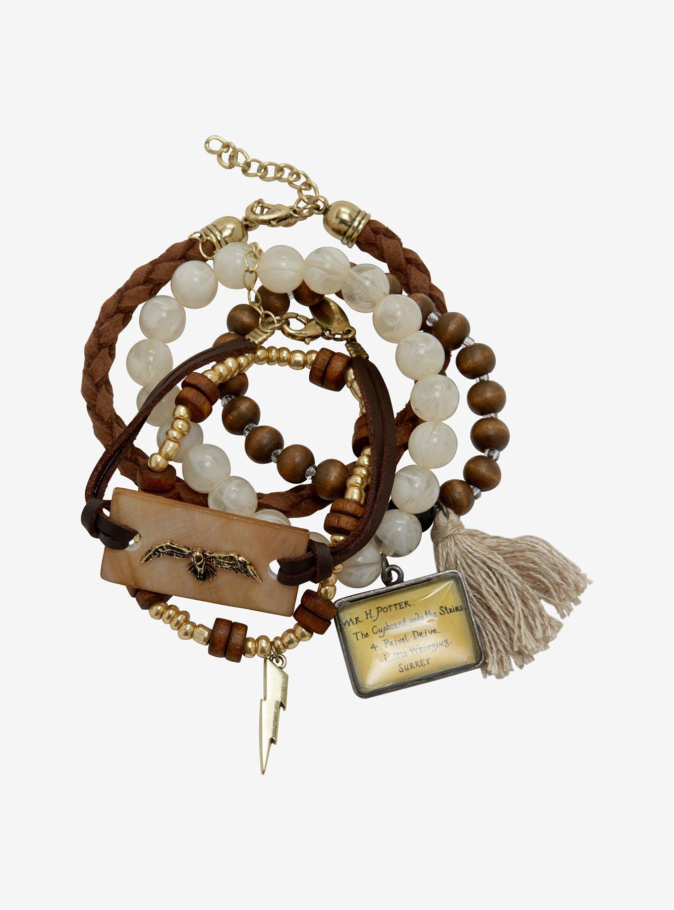 Harry Potter Natural Bead Hogwarts Letter Bracelet Set Hot Topic