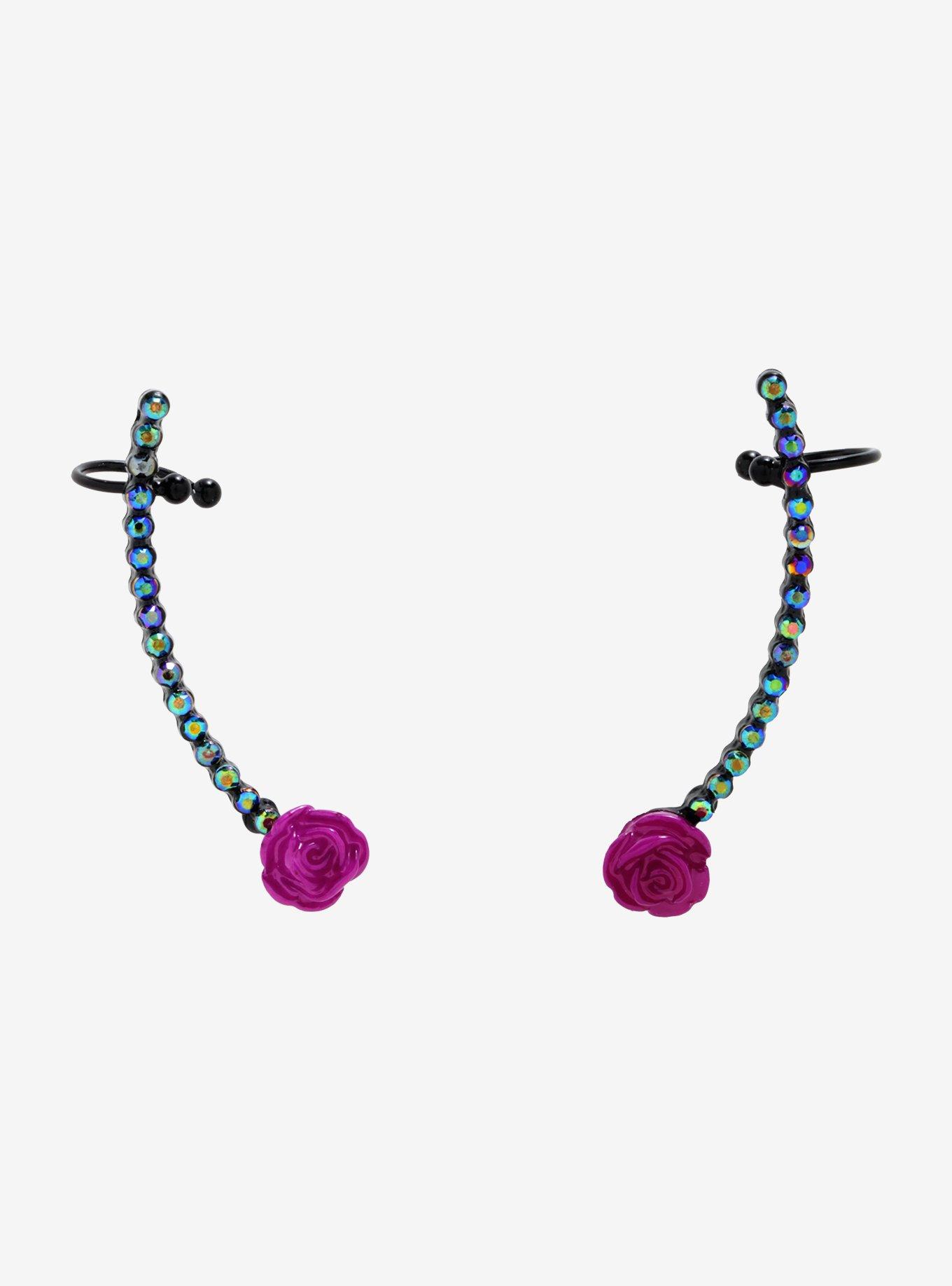 Rose Stone Ear Climber Set Hot Topic
