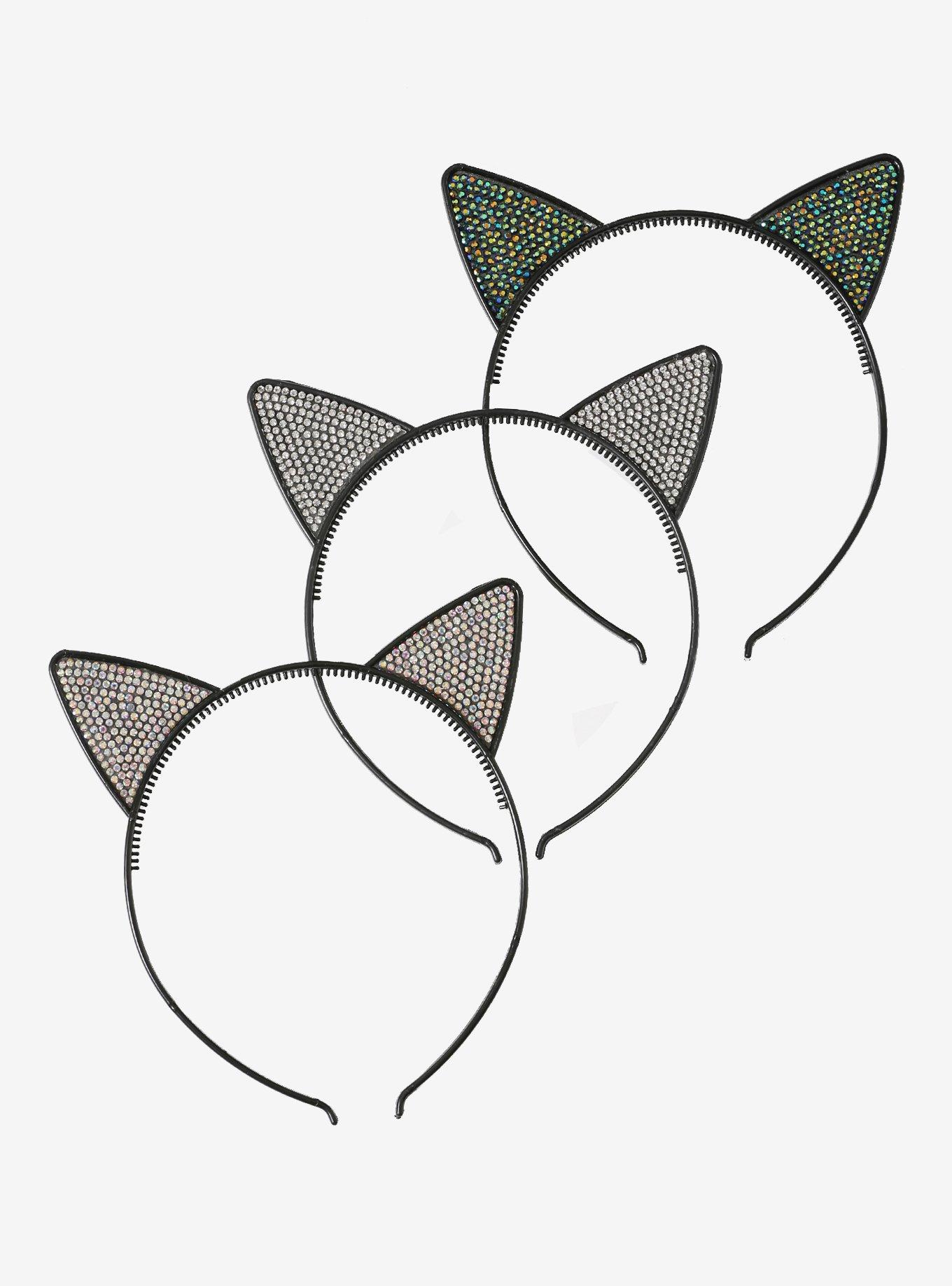 Rhinestone Cat Ear Headband Set Hot Topic