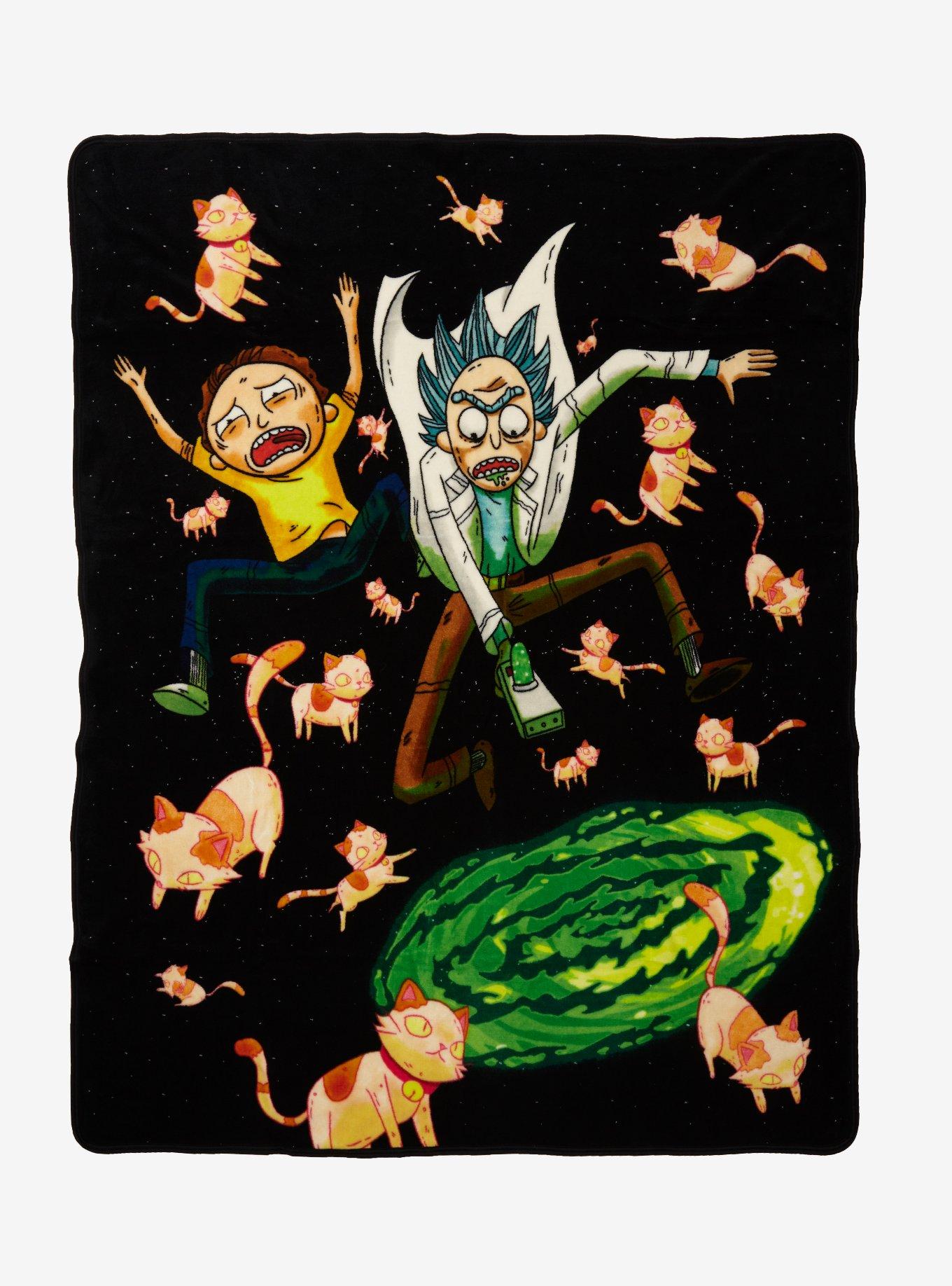 Rick And Morty Cats Portal Throw Blanket Hot Topic