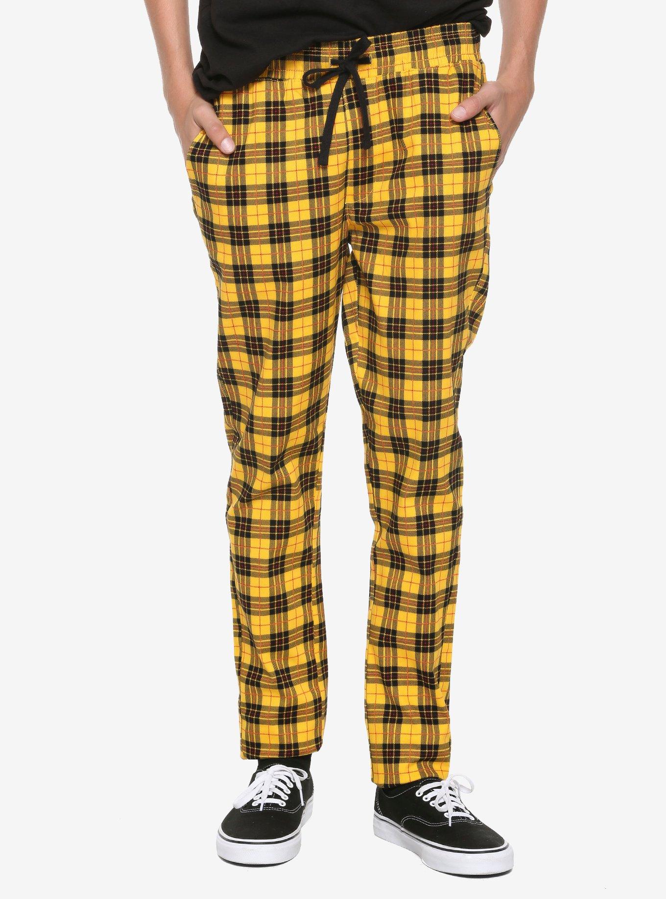 Yellow Plaid Drawstring Pants Hot Topic
