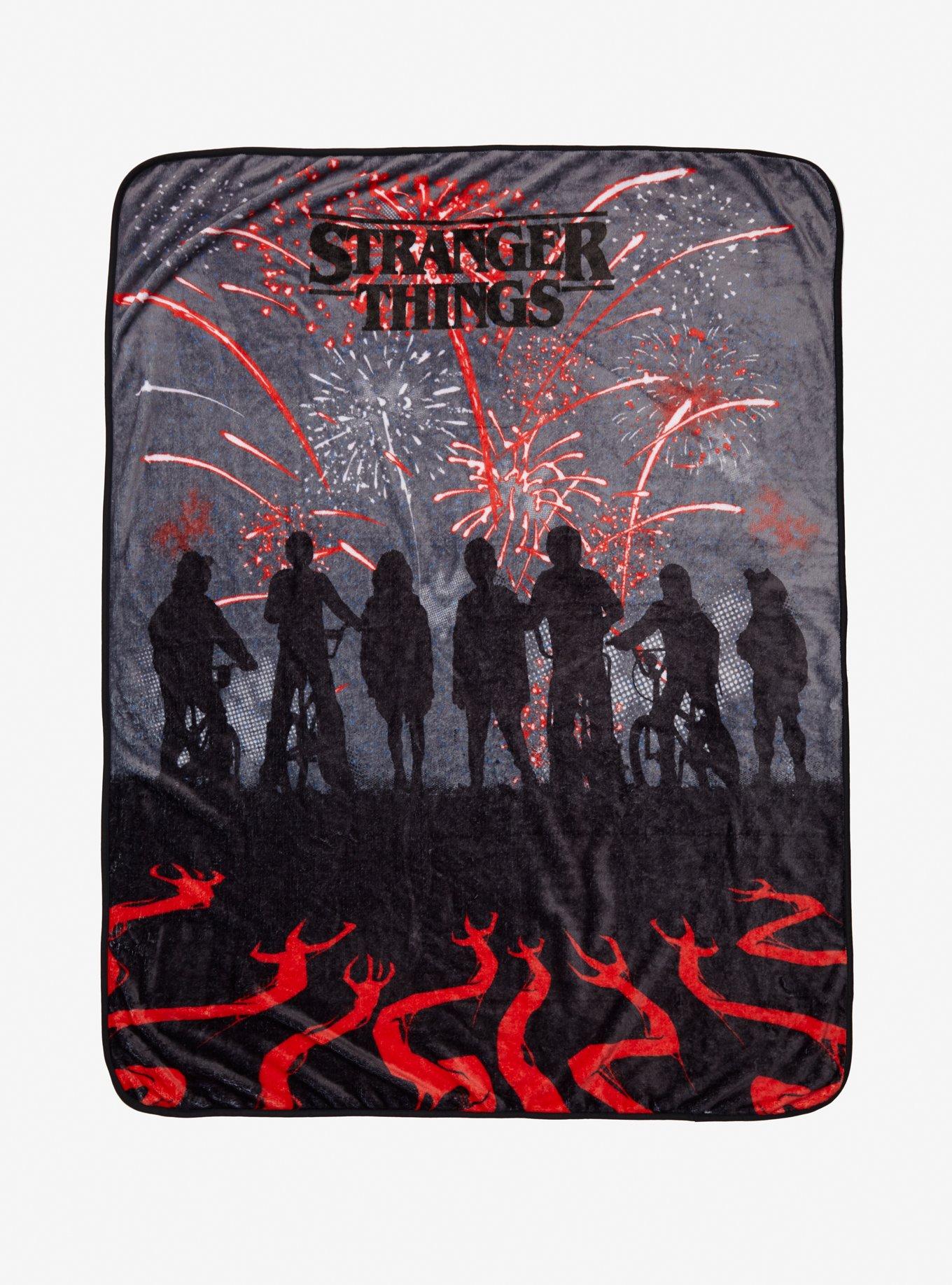 Stranger Things Silhouettes & Fireworks Throw Blanket Hot Topic