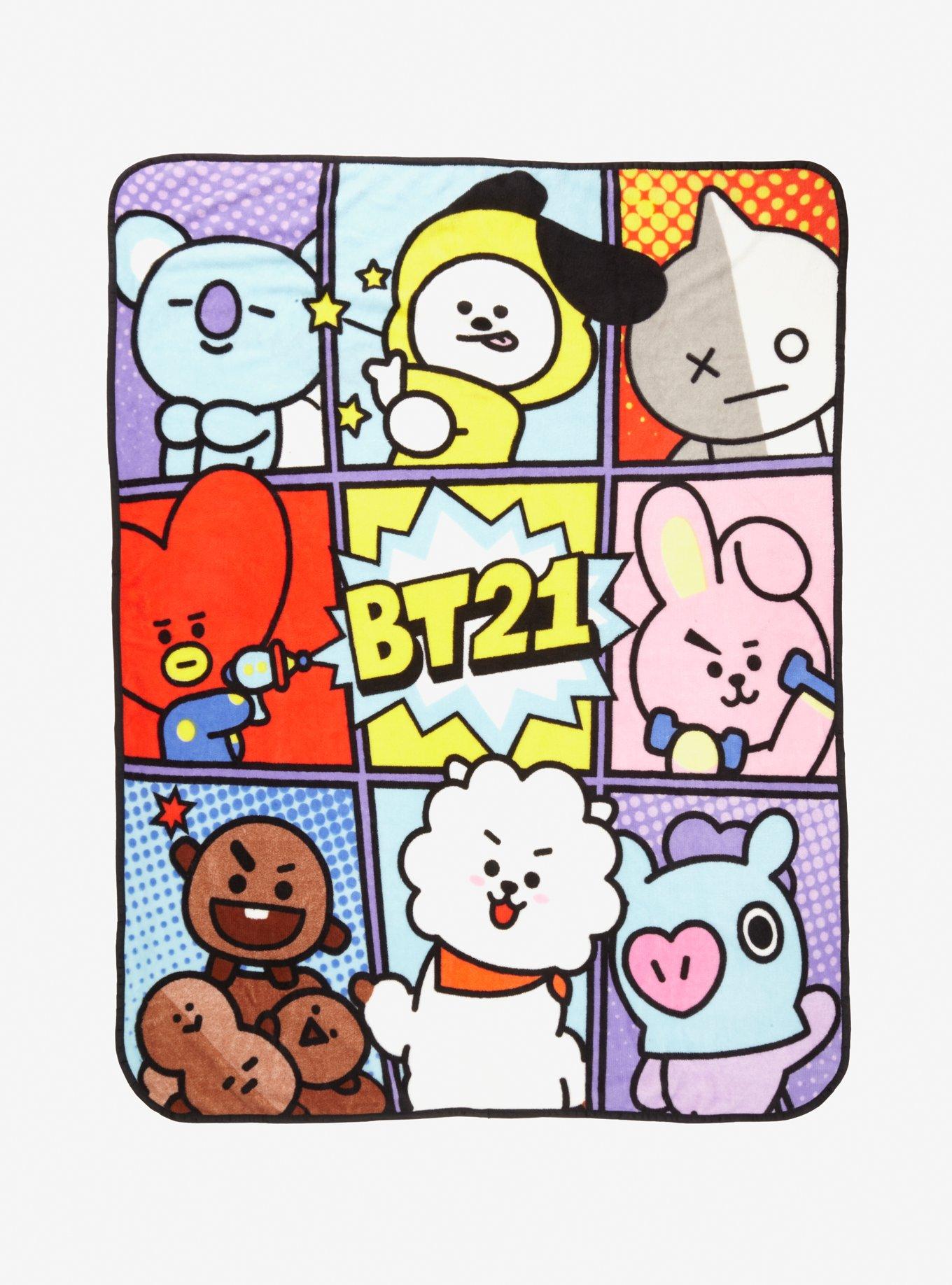 BT21 Character Panel Throw Blanket Hot Topic