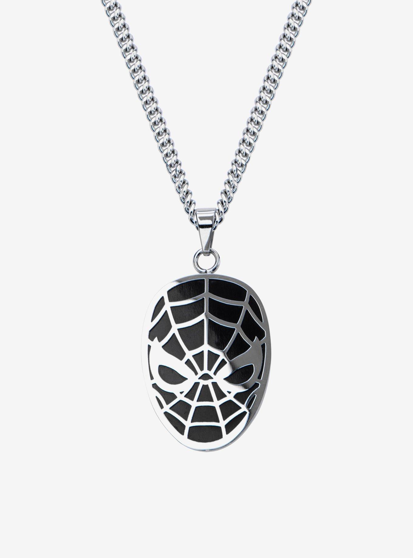 Marvel Stainless Steel Black SpiderMan Face Pendant Hot Topic