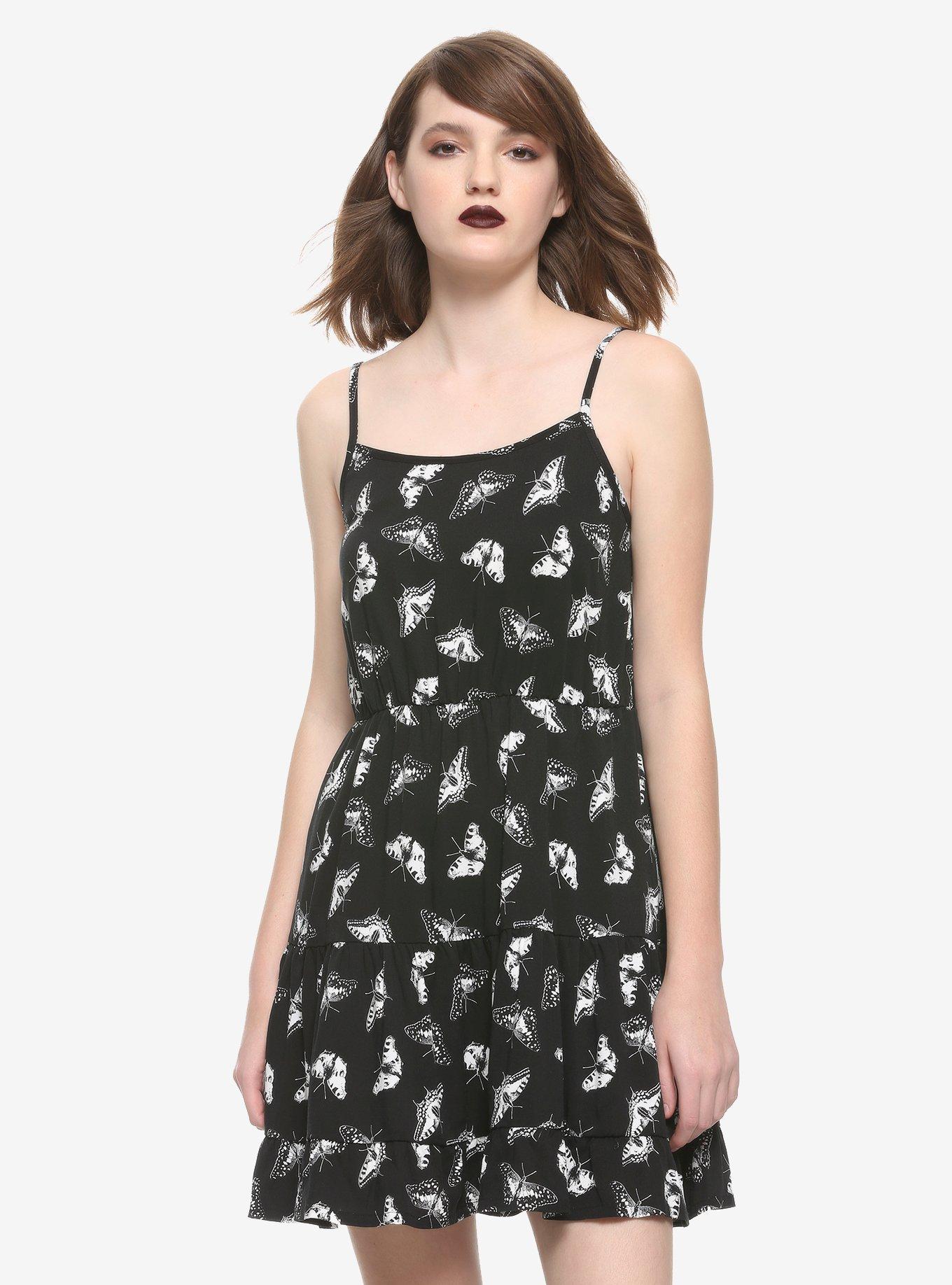 Black & White Butterfly Tiered Dress Hot Topic