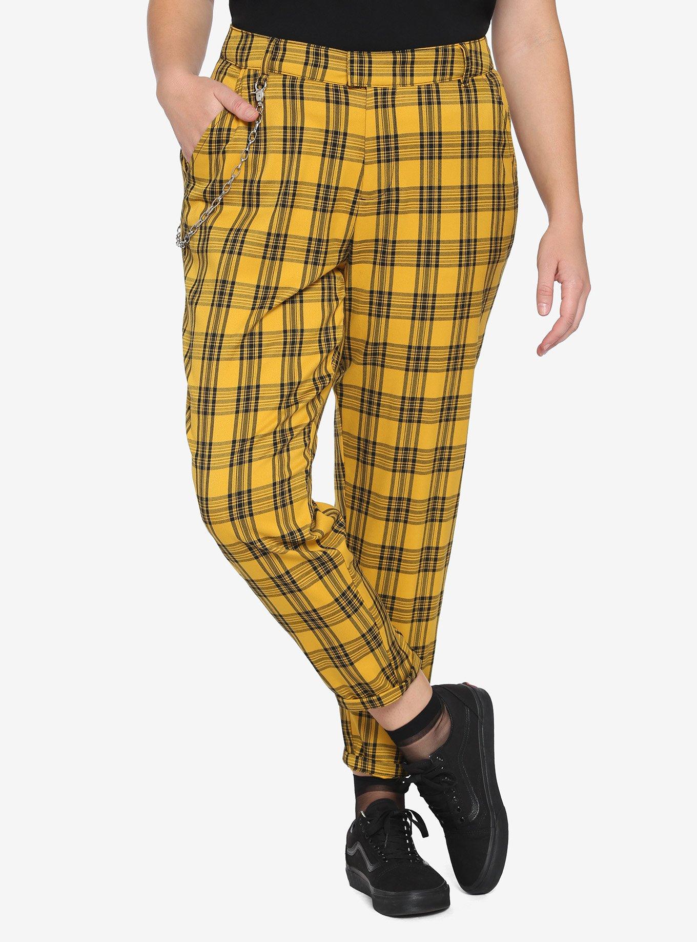 Yellow Plaid Pants With Detachable Chain Plus Size Hot Topic