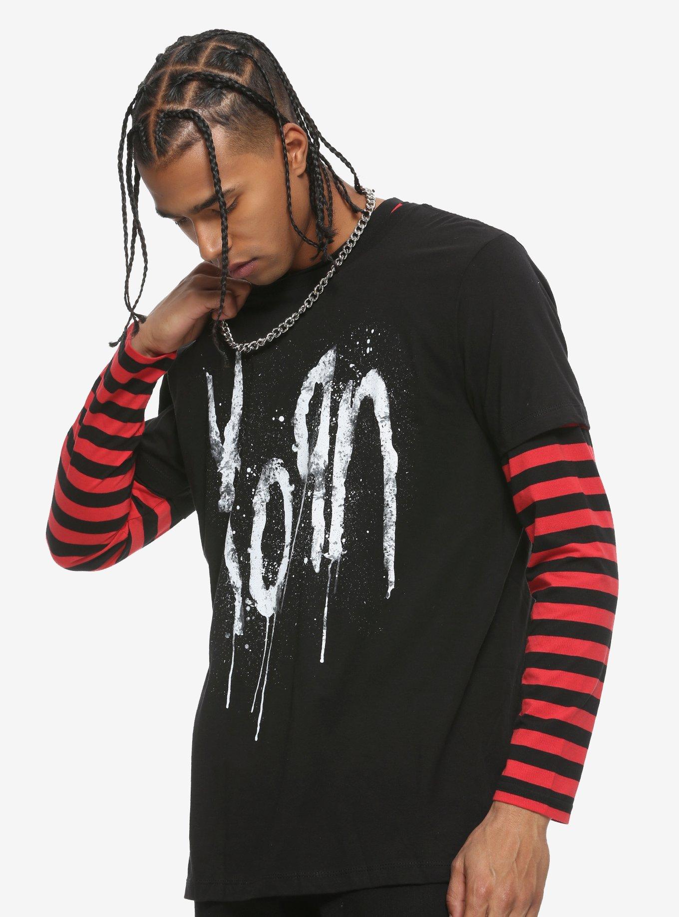 Red & Black Stripe LongSleeve TShirt Hot Topic