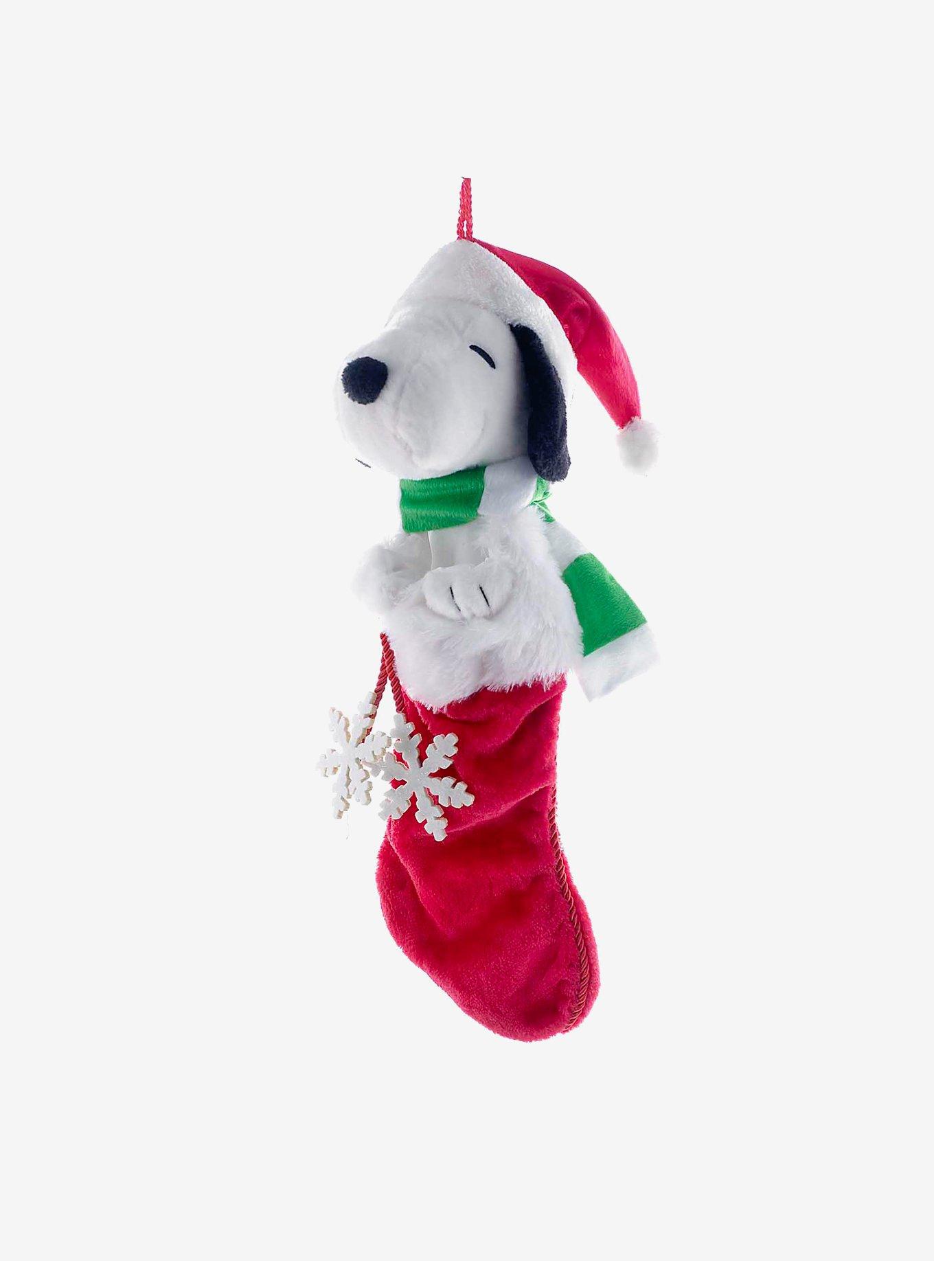 Peanuts Snoopy Plush Head Stocking With Snowflake Dangles Hot Topic