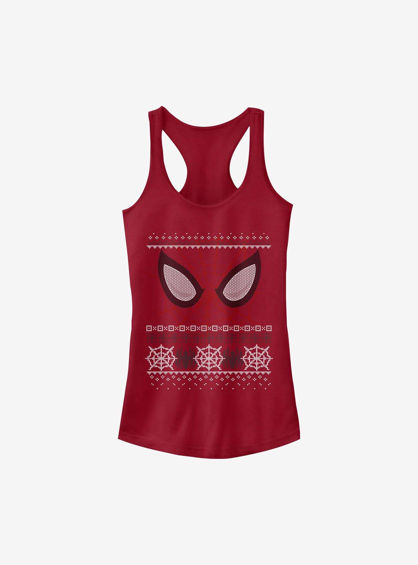 Marvel SpiderMan Christmas Sweater Eyes Girls Tank RED Hot Topic