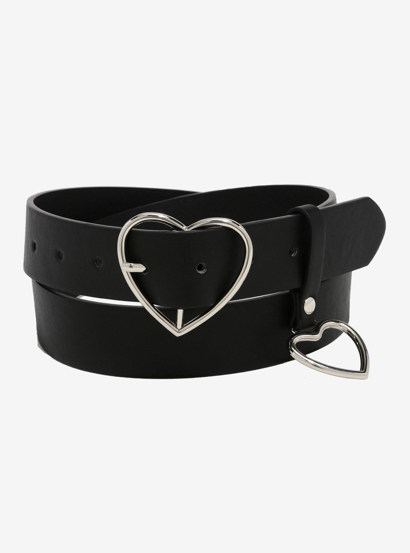 Heart Buckle Faux Leather Belt Hot Topic