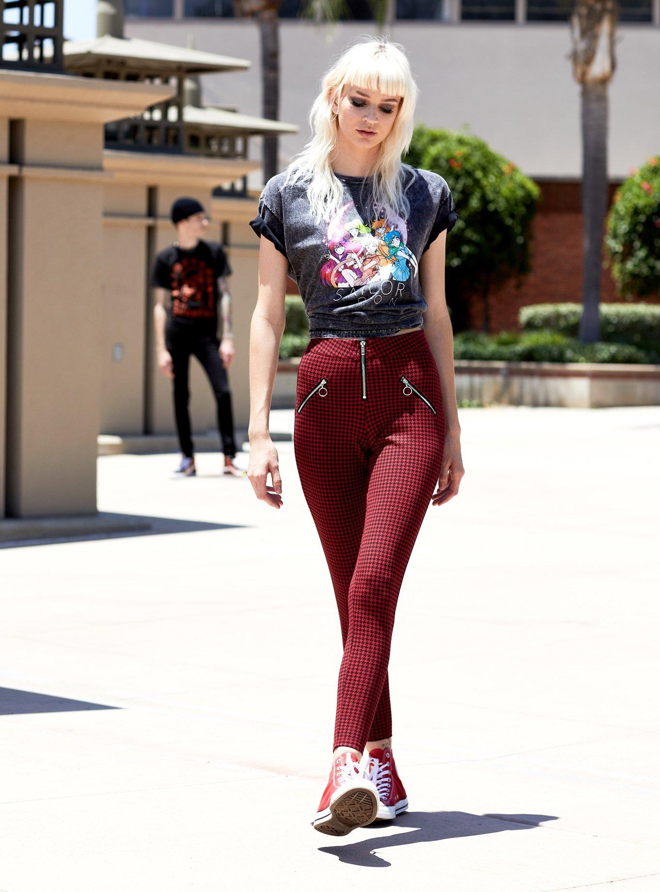 Red & Black Houndstooth HiRise Skinny Pants Hot Topic