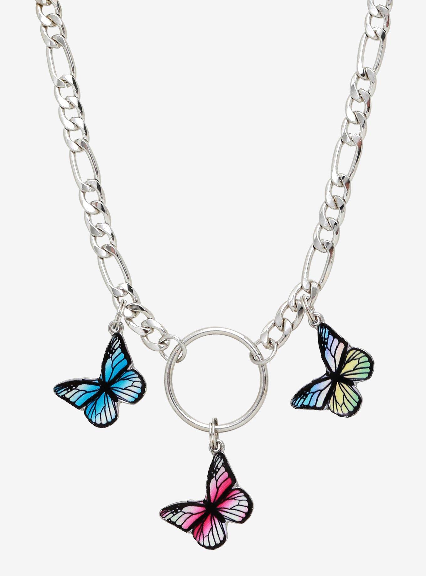 Butterfly & ORing Chain Necklace Hot Topic