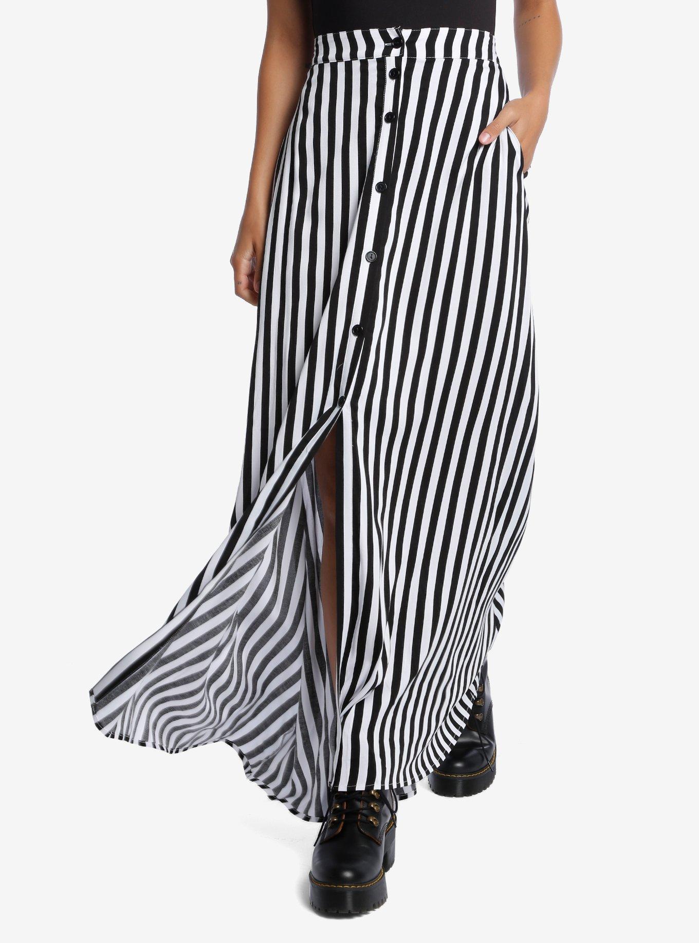Black & White Stripe Maxi Skirt Hot Topic