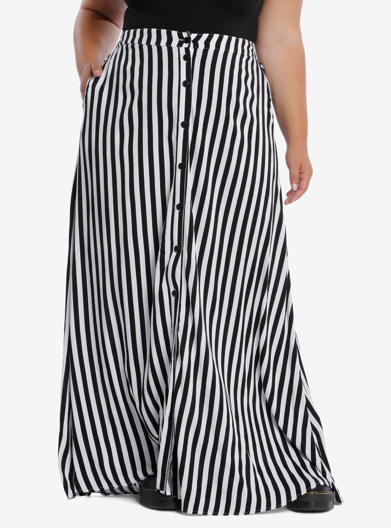 Black & White Stripe Maxi Skirt Plus Size Hot Topic