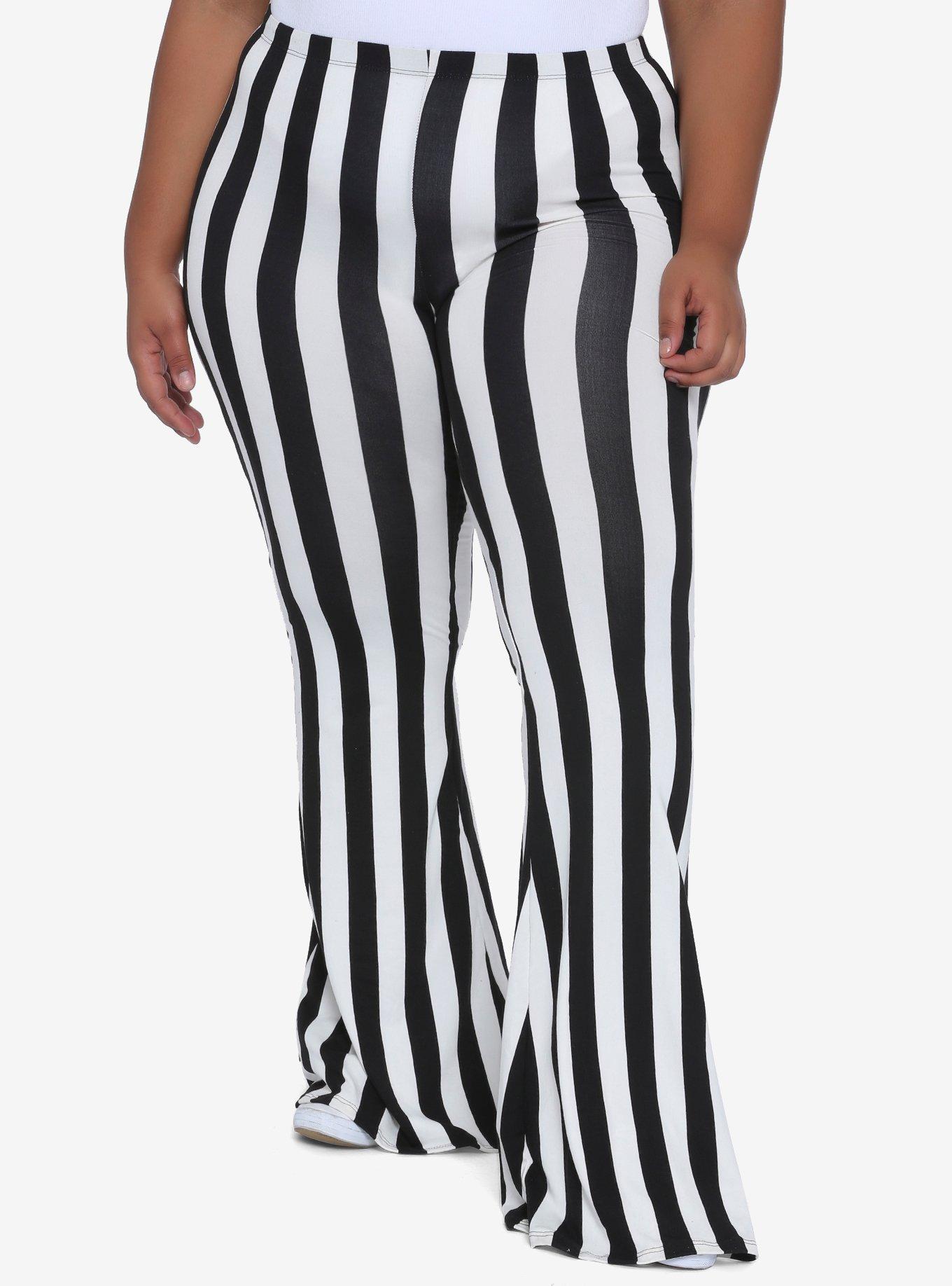 Black & White Stripe Flared Leggings Plus Size Hot Topic