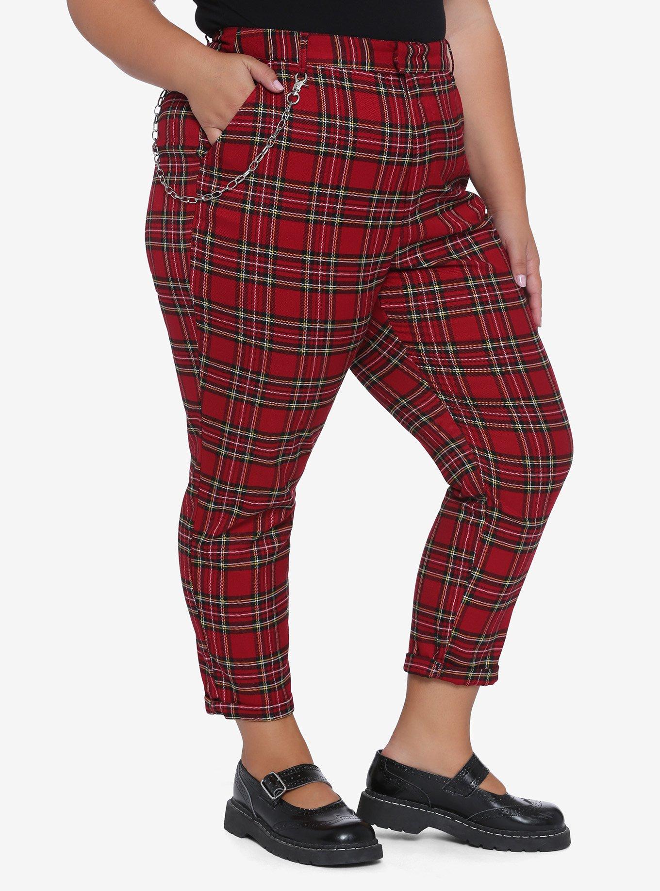 Red Plaid Pants With Detachable Chain Plus Size Hot Topic